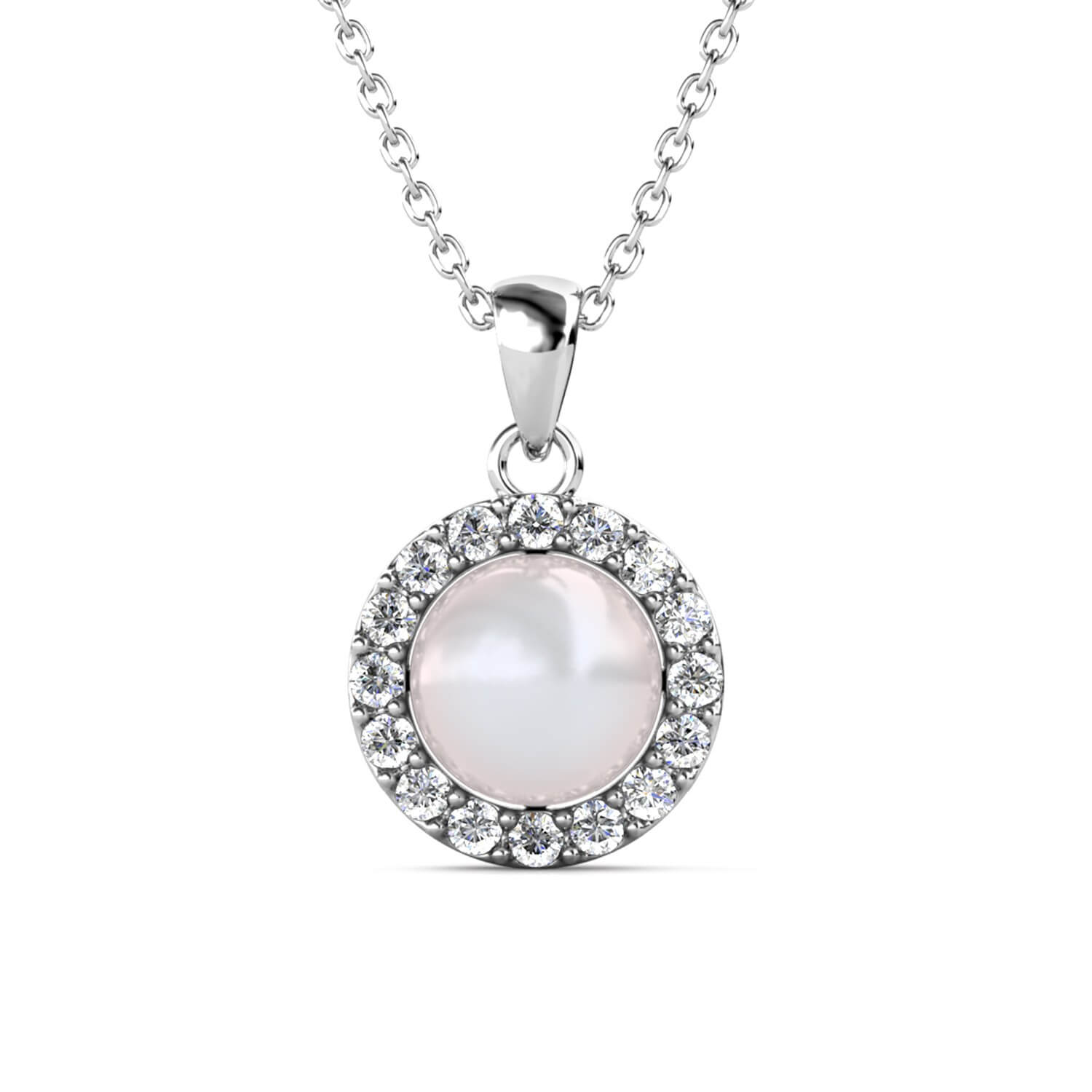 Circlet Pearl Pendants - Silver and Crystal