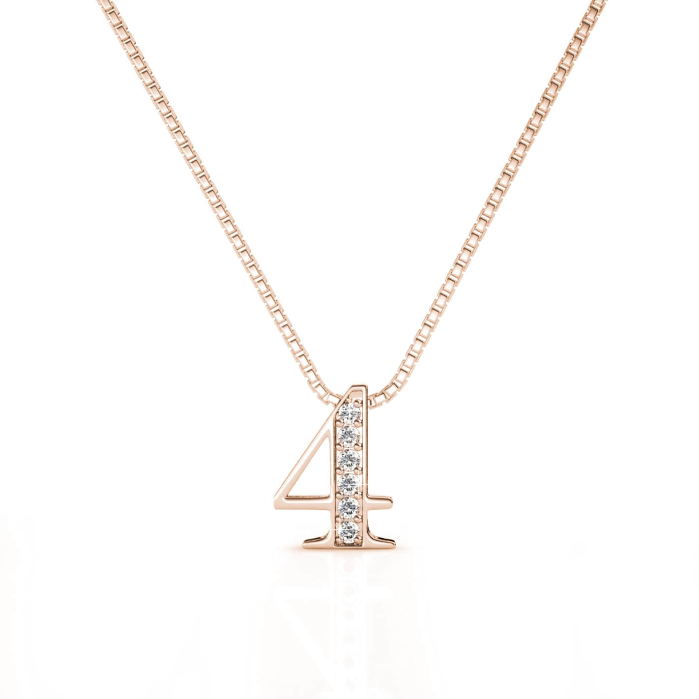 Pendentifs Number 4 - Or Rosé et Cristal