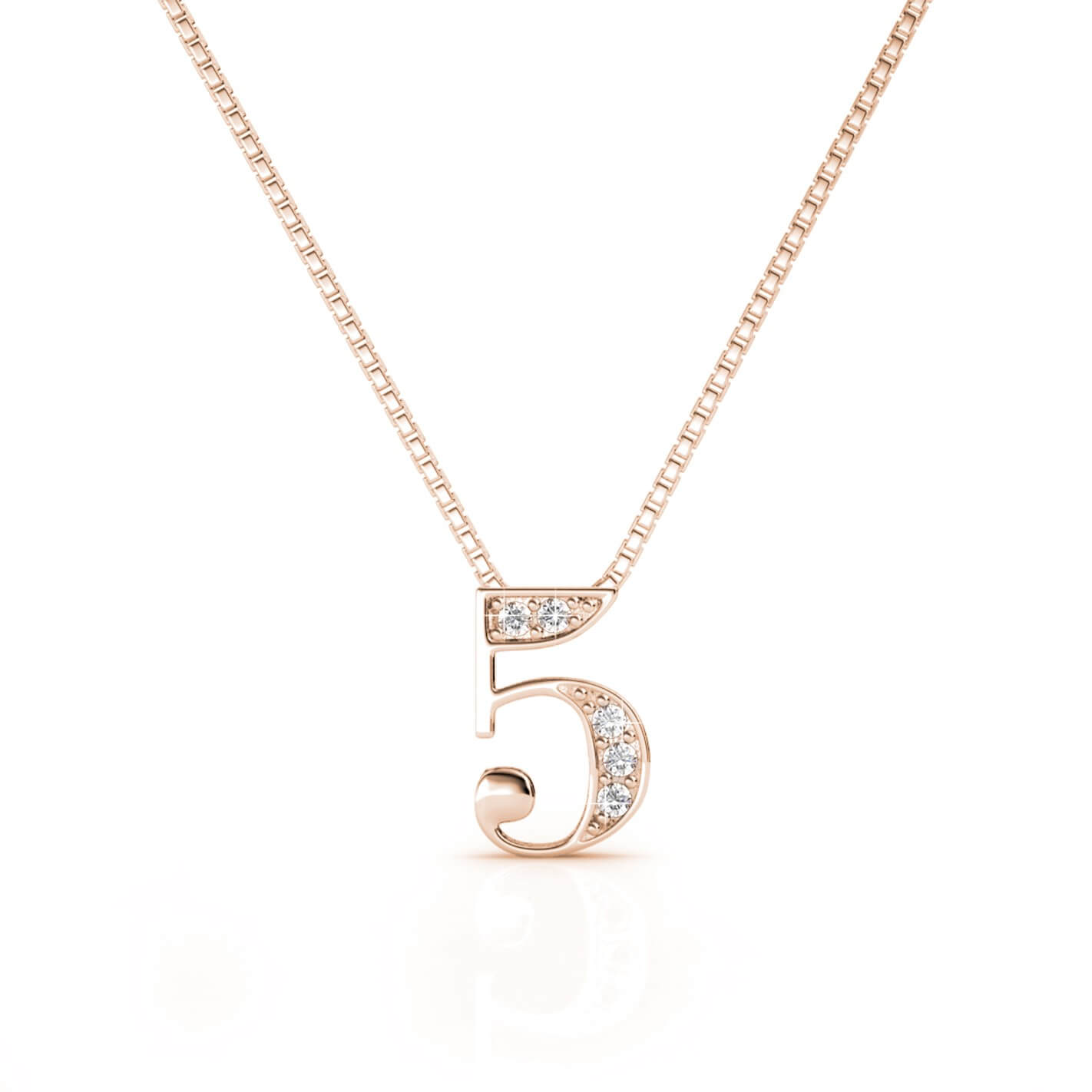 Pendentifs Number 5 - Or Rosé et Cristal