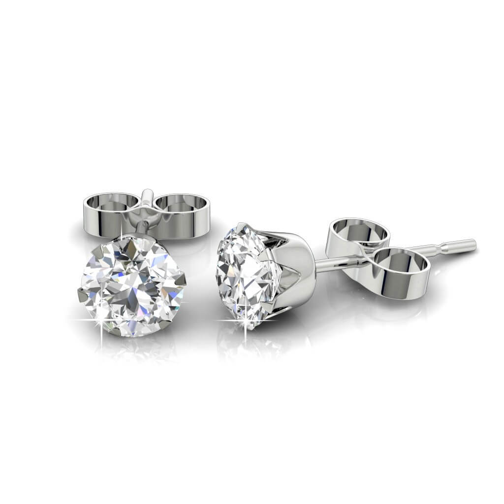 Boucles d'oreilles Solitaire S - Argenté et Cristal