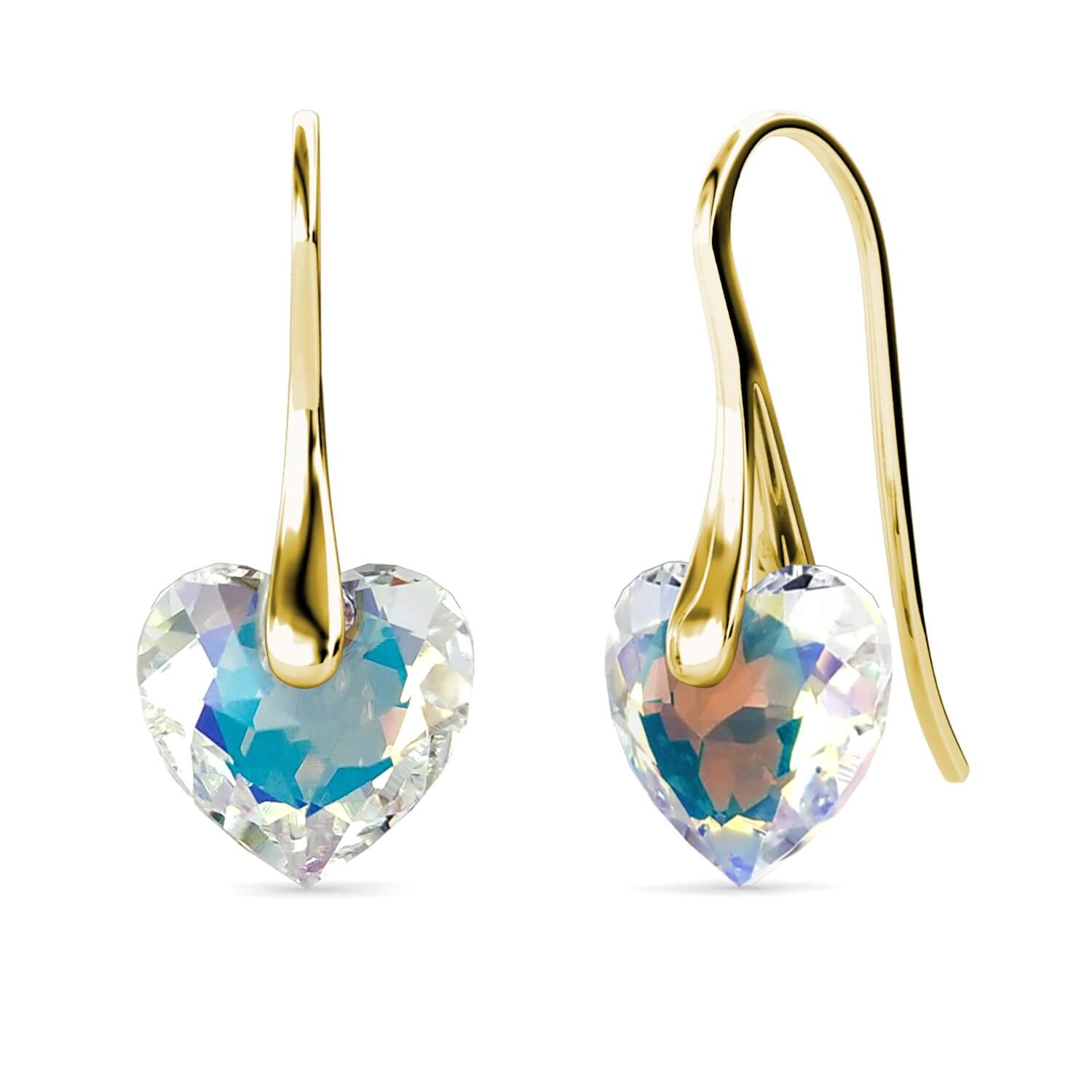 Boucles d'oreilles Crystaline Heart - Doré et Blanc brillant