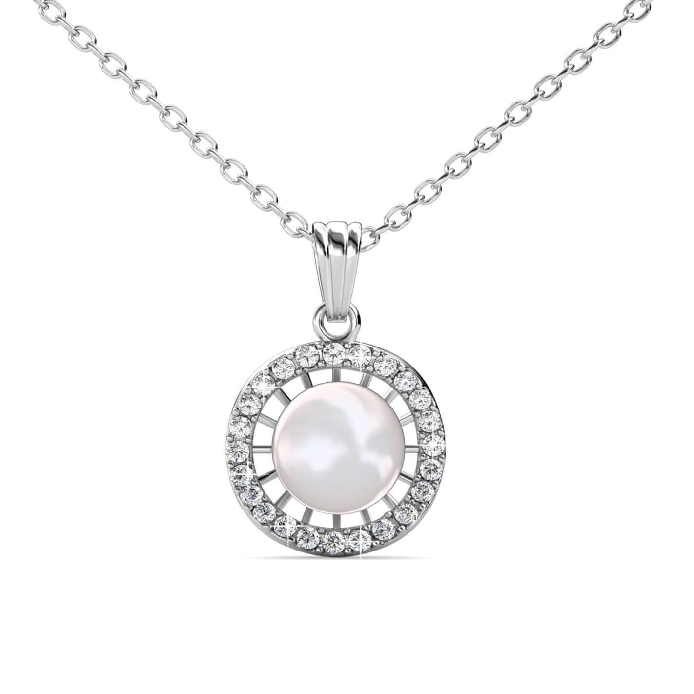 Chloe Pearl Pendants - Silver and Crystal