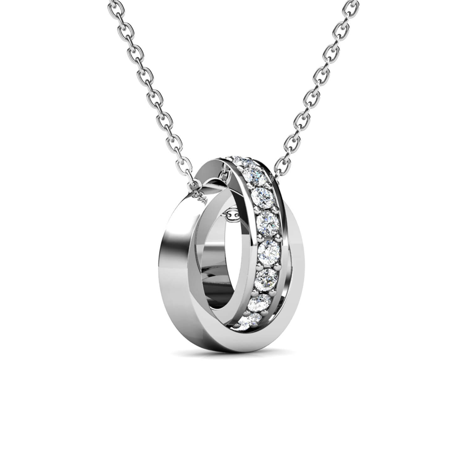 Circle Hoop Pendant - Silver and Crystal