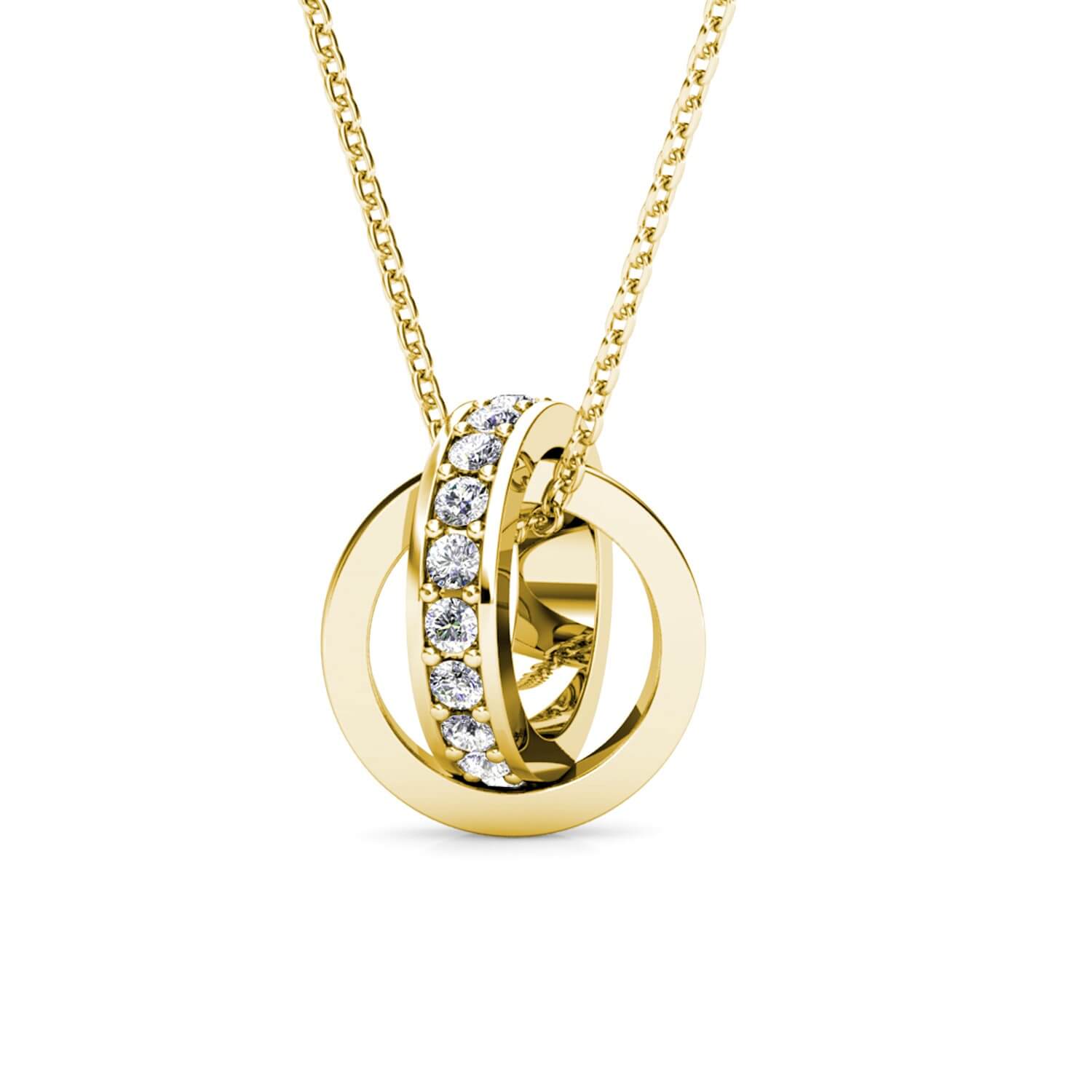 Circle Hoop Pendant - Gold and Crystal