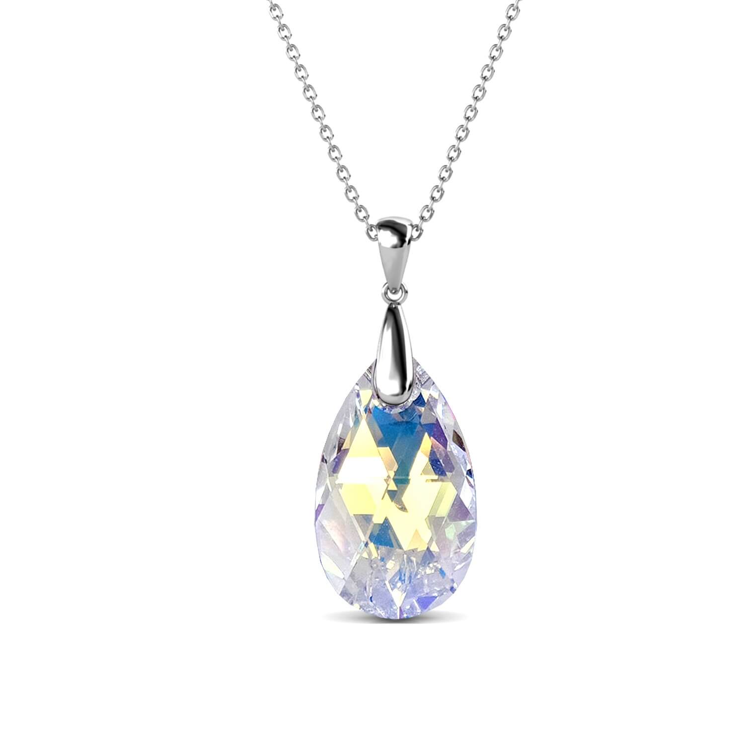 Raindrop Pendants - Silver and AB Clear