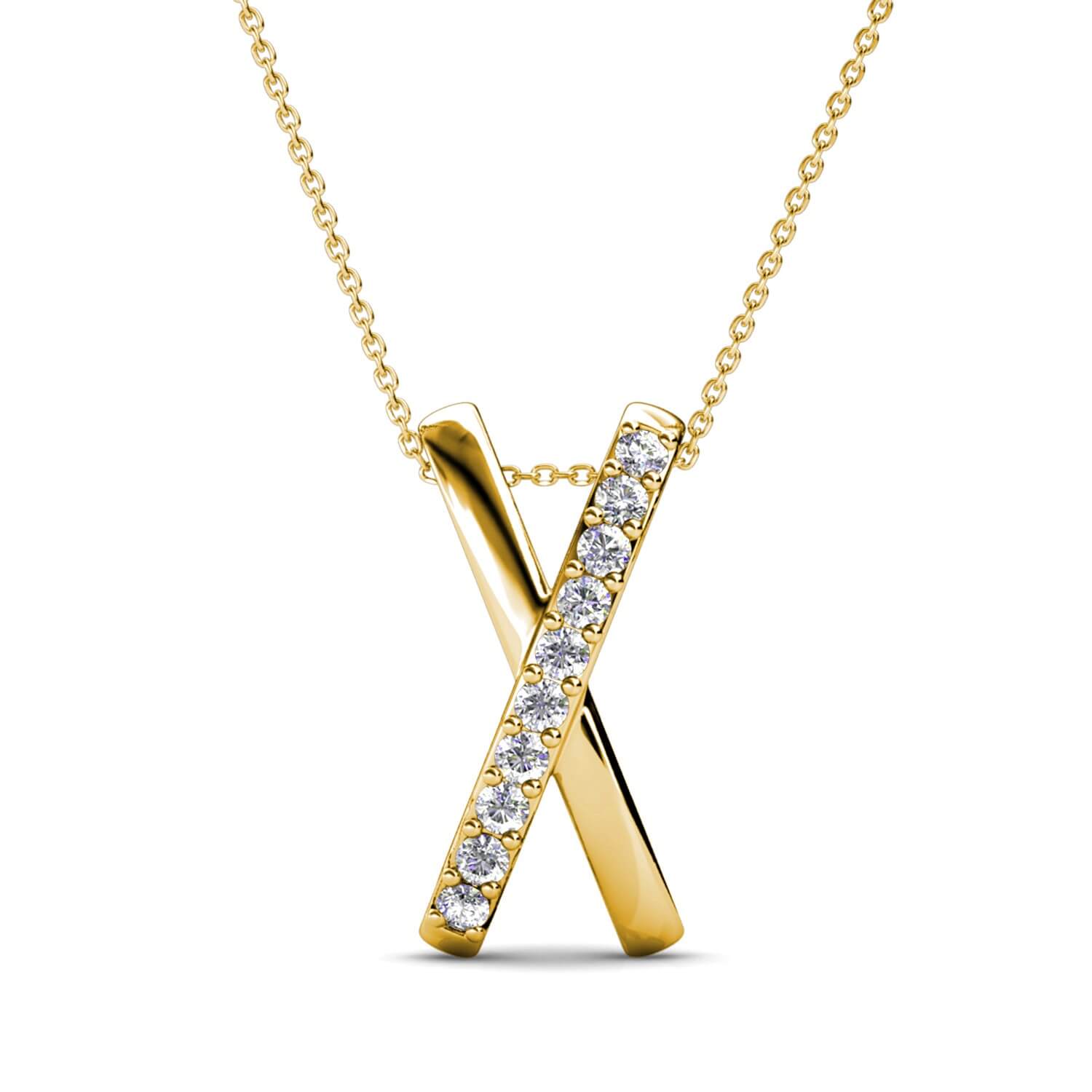 X Duo Pendant - Gold and Crystal