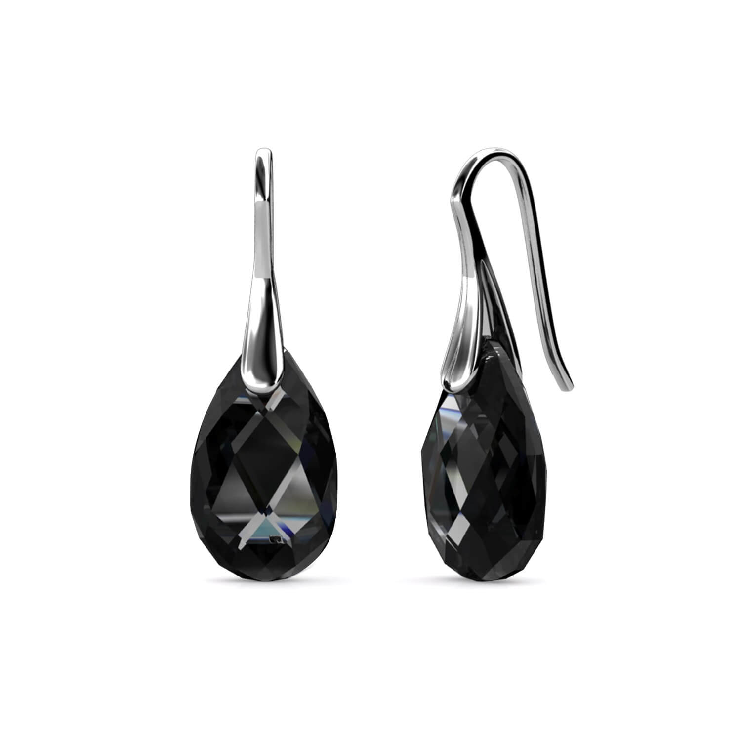 Boucles d'oreilles Teardrop Hook - Argenté et noir