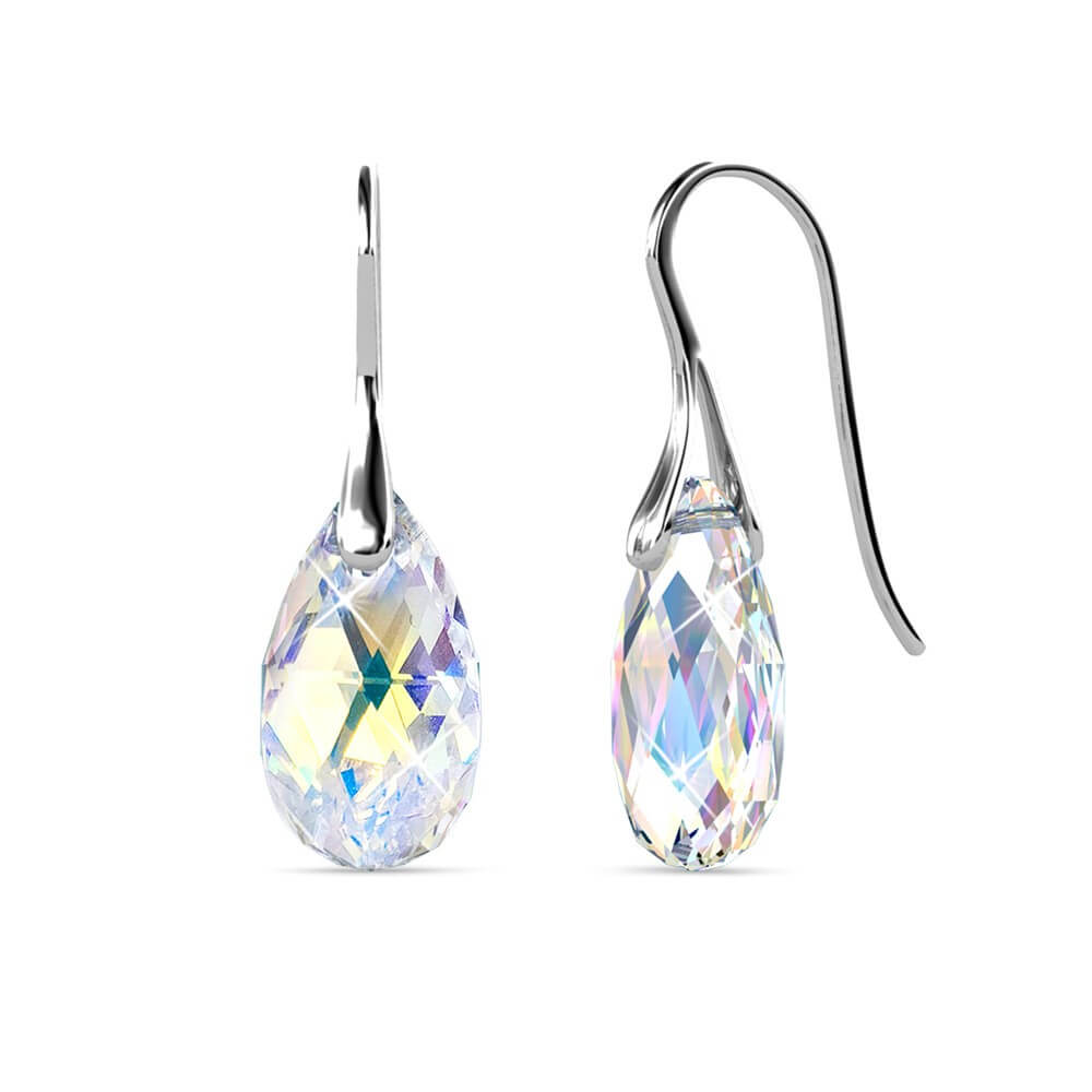 Boucles d'oreilles Teardrop Hook - Argenté et Blanc brillant