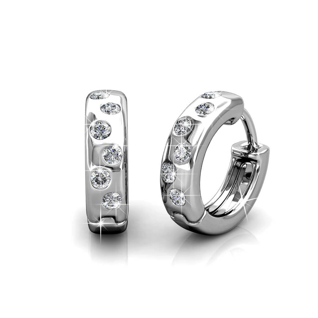 Boucles d'oreilles Joy - Argenté et Cristal