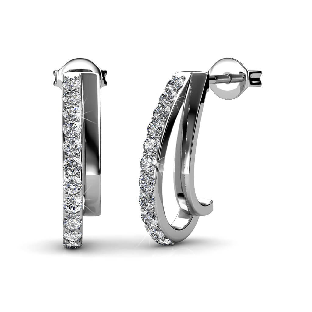 Boucles d'oreilles Joyce - Argenté et Cristal