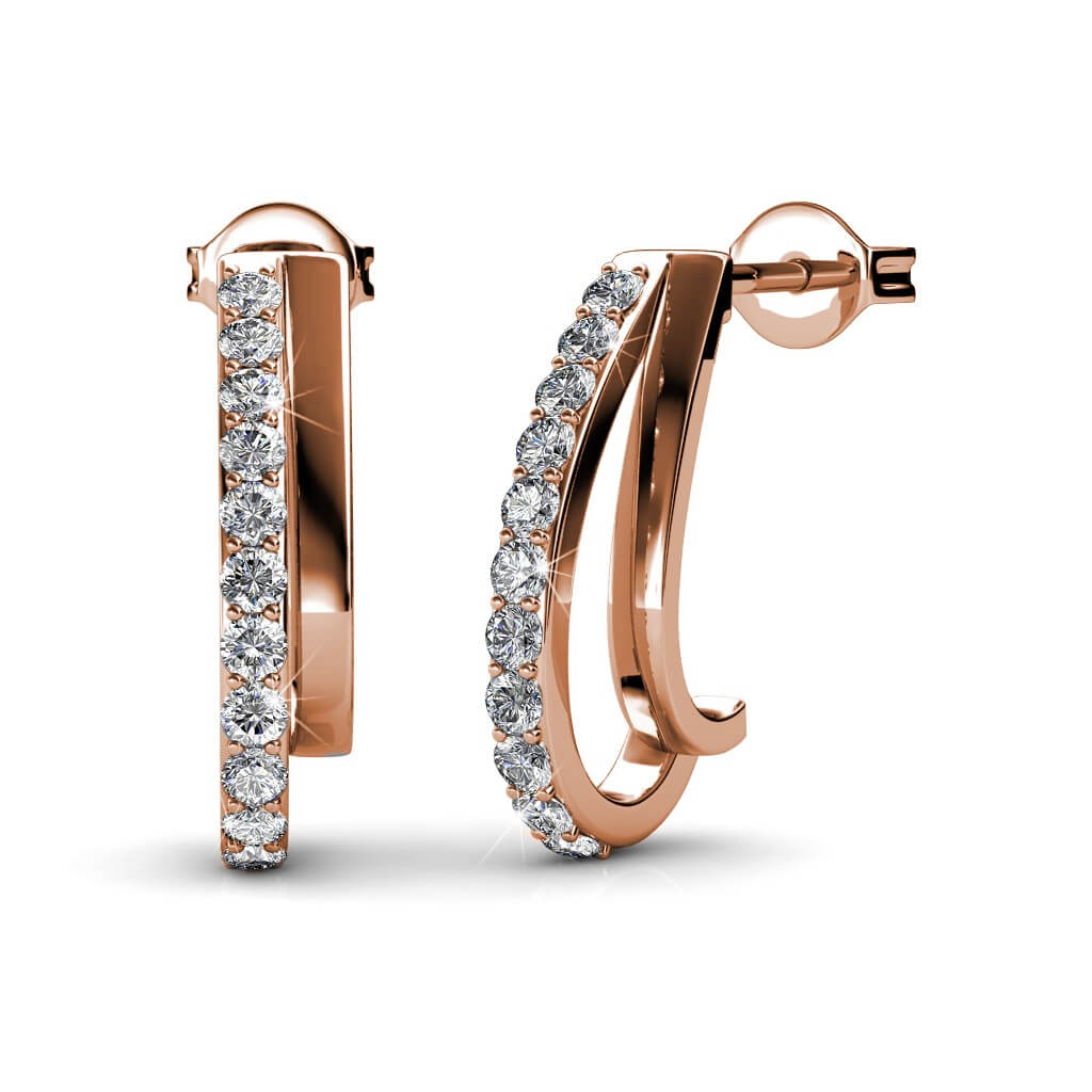 Boucles d'oreilles Joyce - Or Rosé et Cristal
