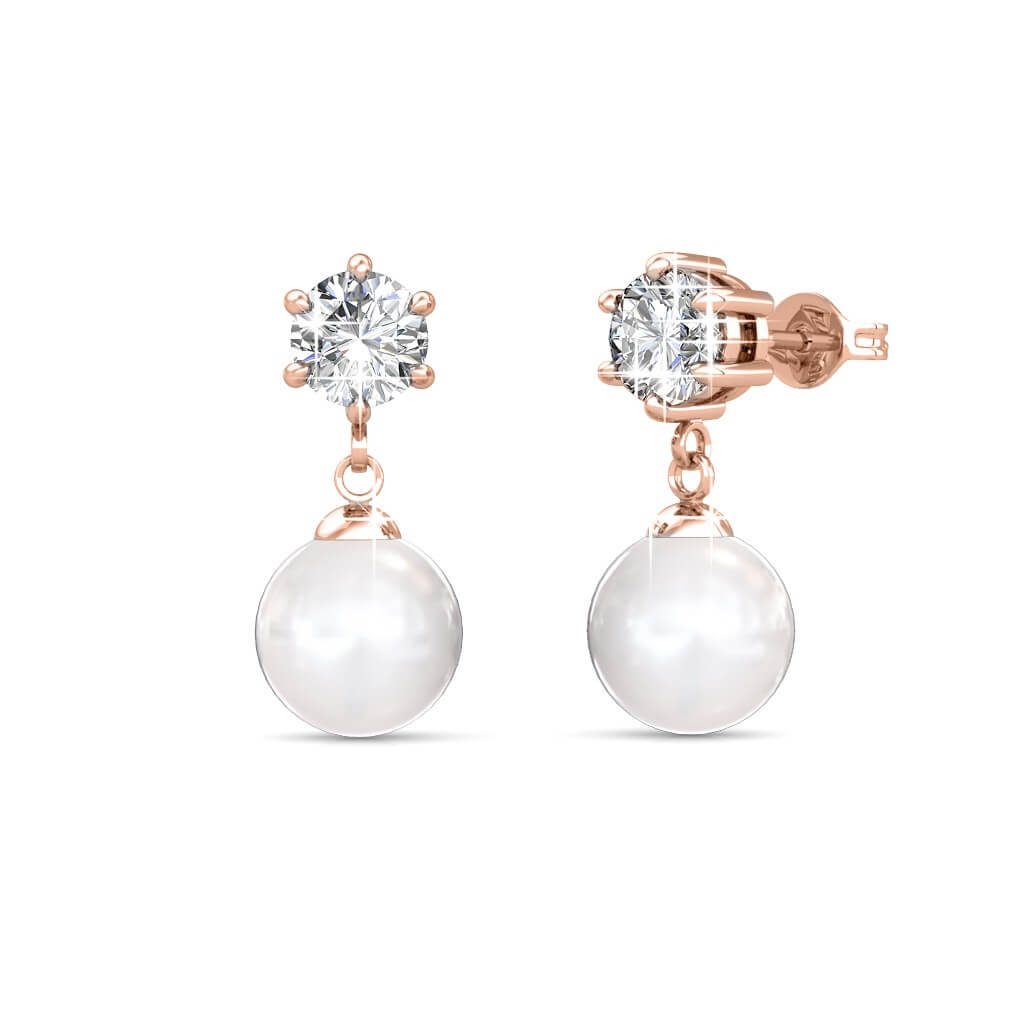 Boucles d'oreilles Pauline - Or Rosé et Cristal