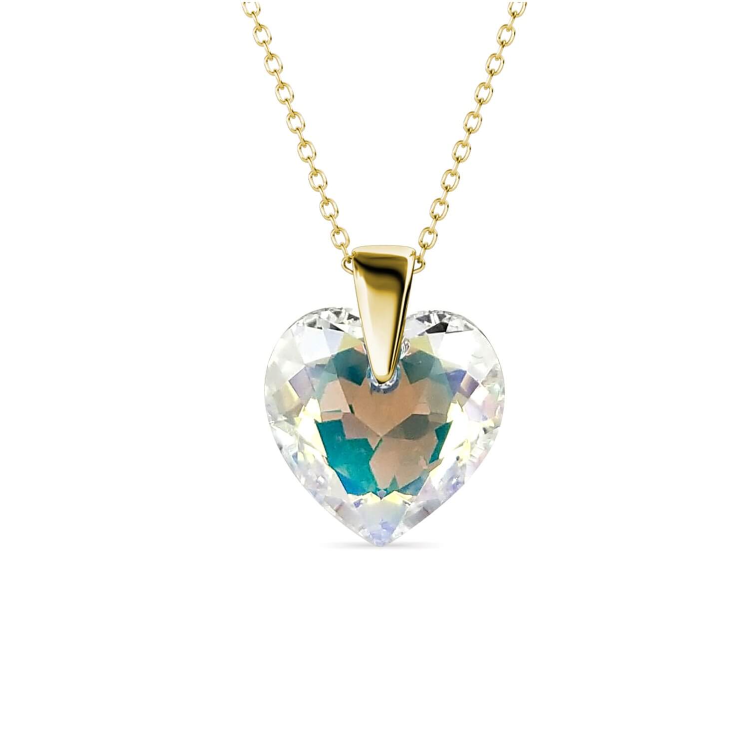 Crystaline Heart Pendants - Gold and AB Clear