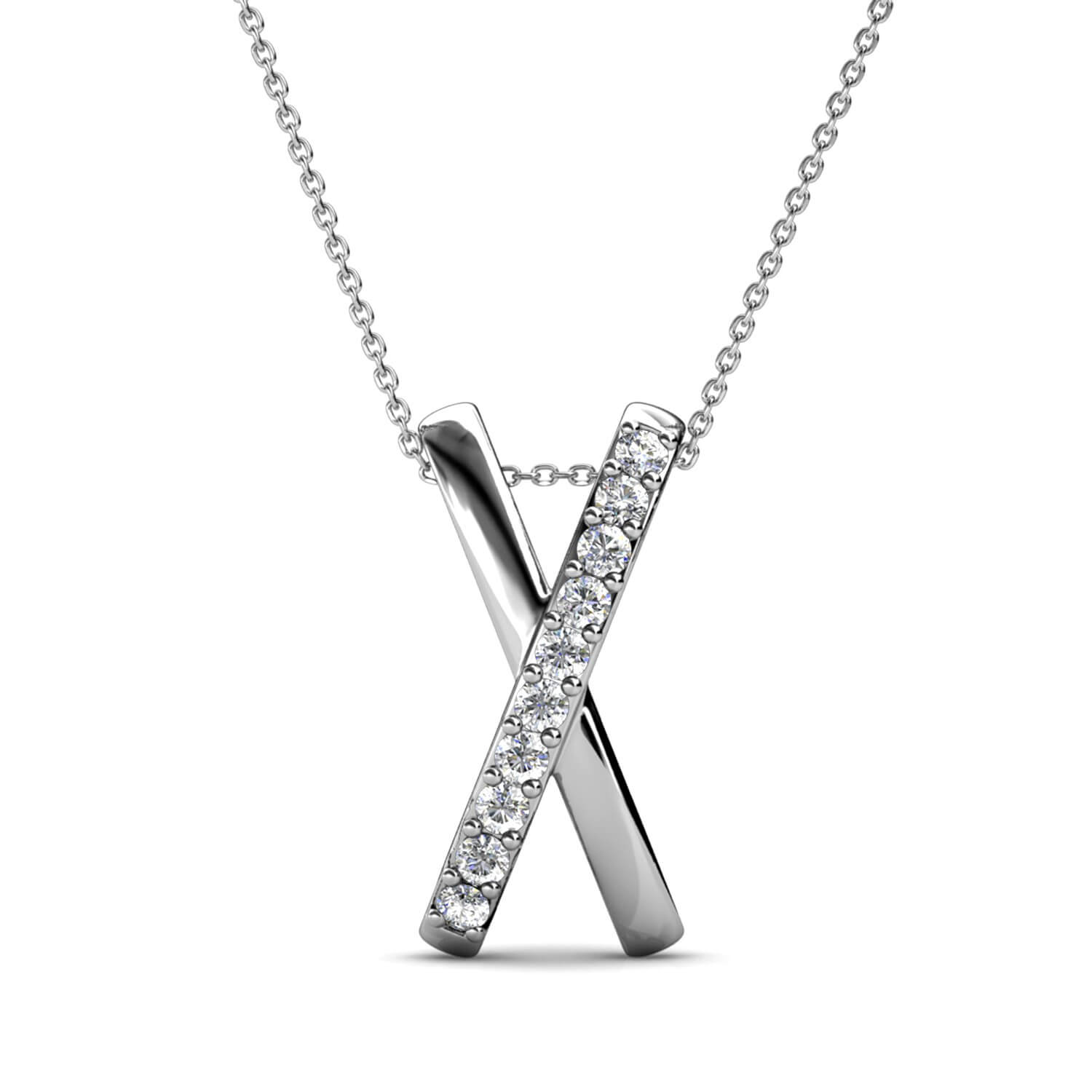 X Duo Pendant - Silver and Crystal