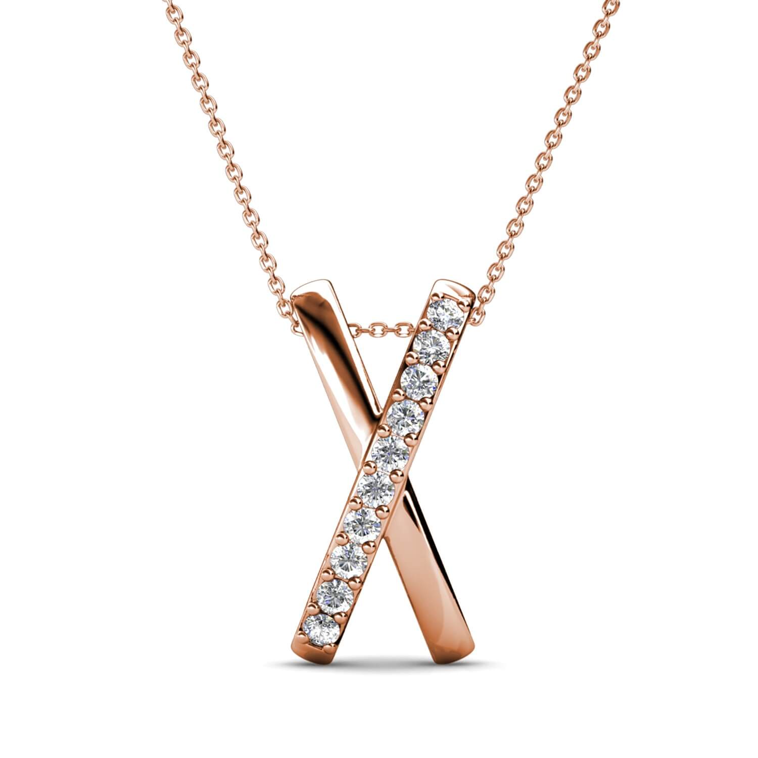 X Duo Pendant - Rose Gold and Crystal