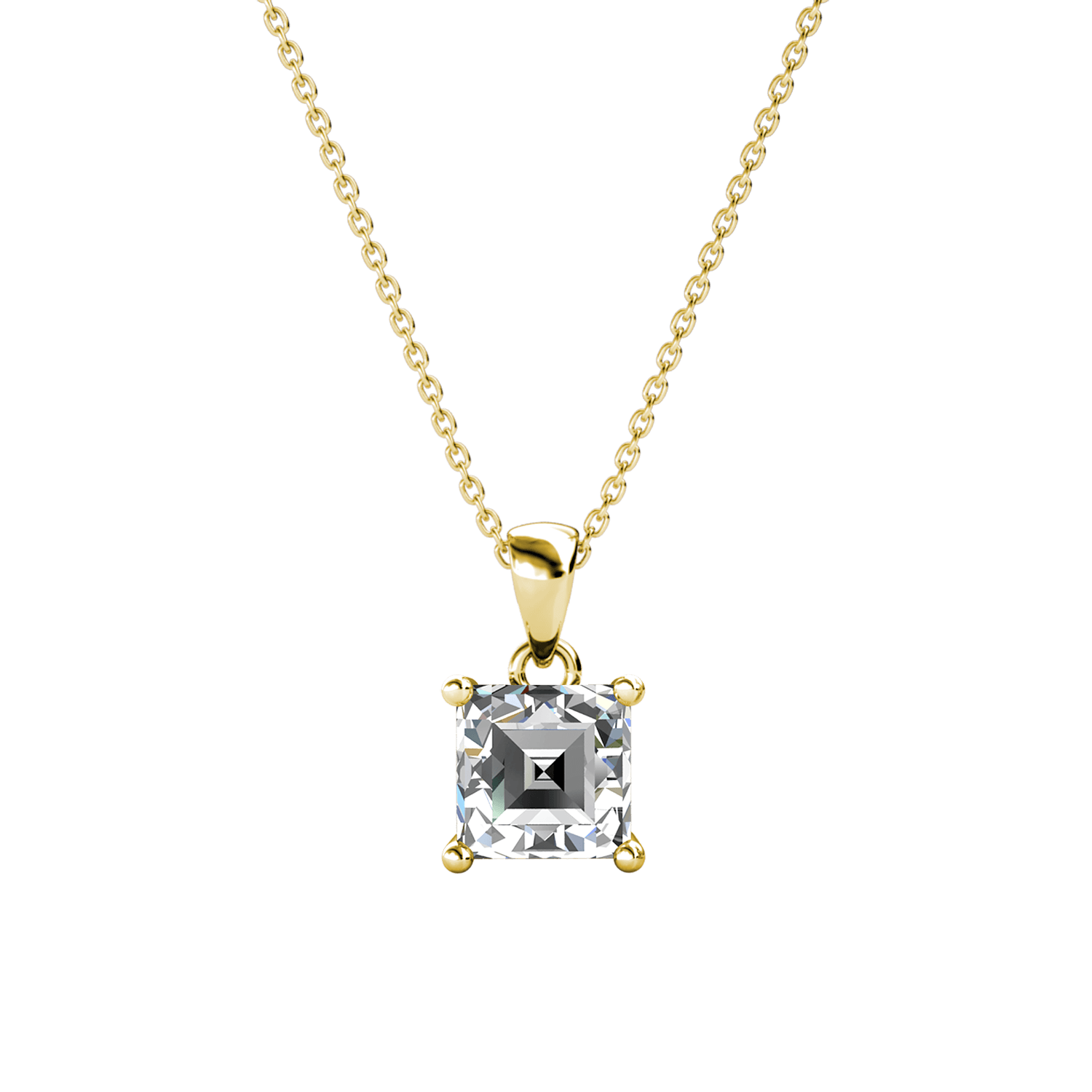 Simple Square Pendant - Gold and Crystal