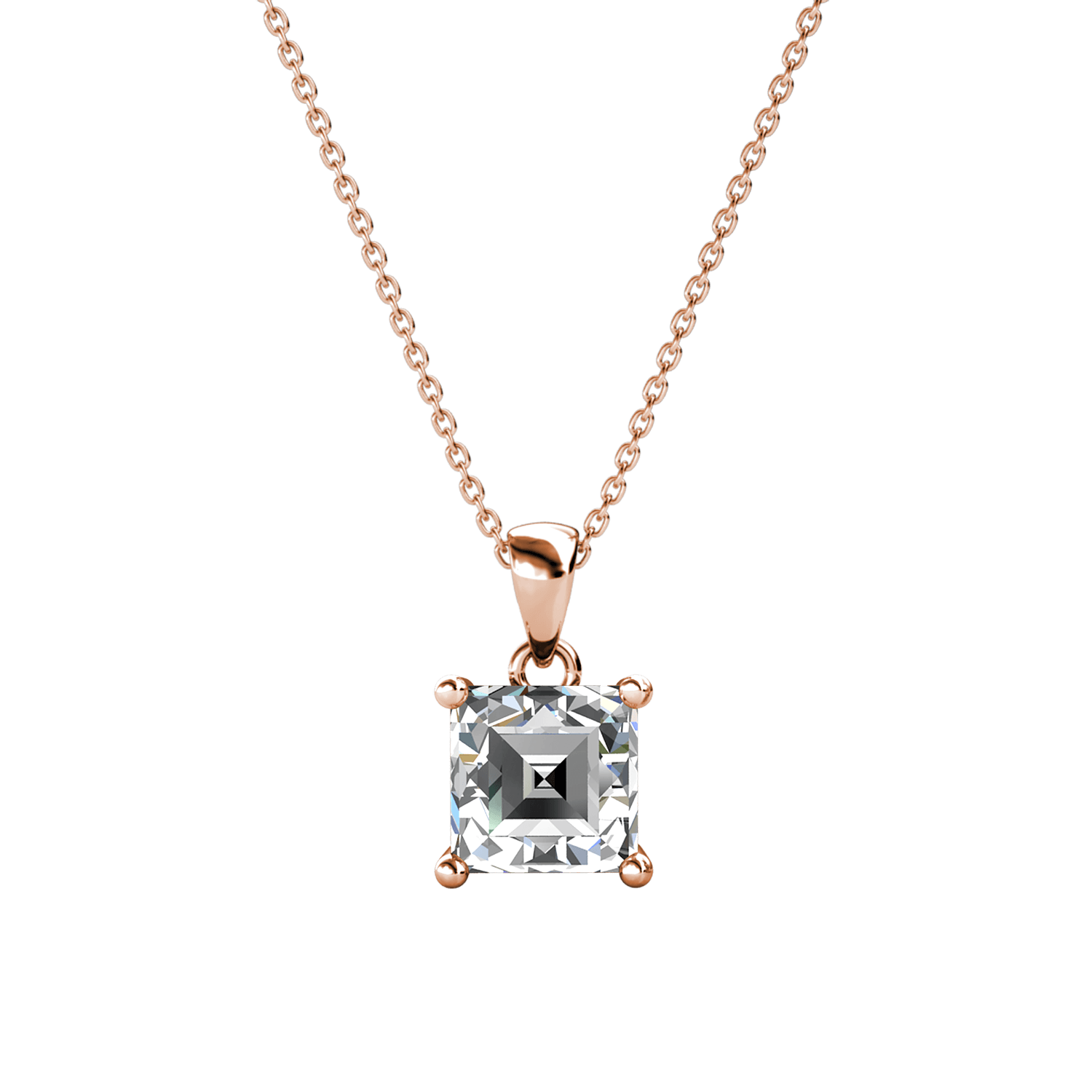 Simple Square Pendant - Rose Gold and Crystal