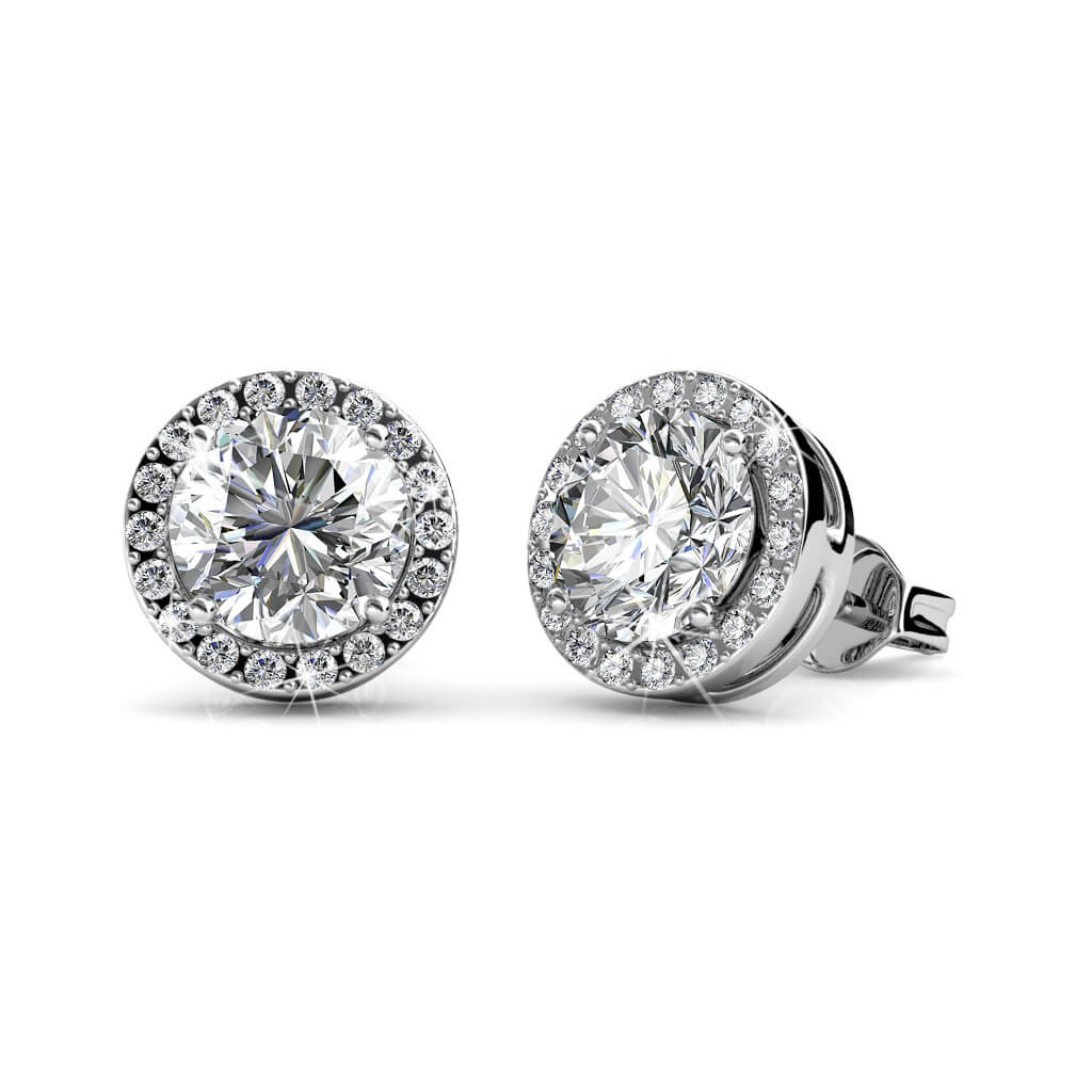 Boucles d'oreilles Sophia - Argenté et Cristal