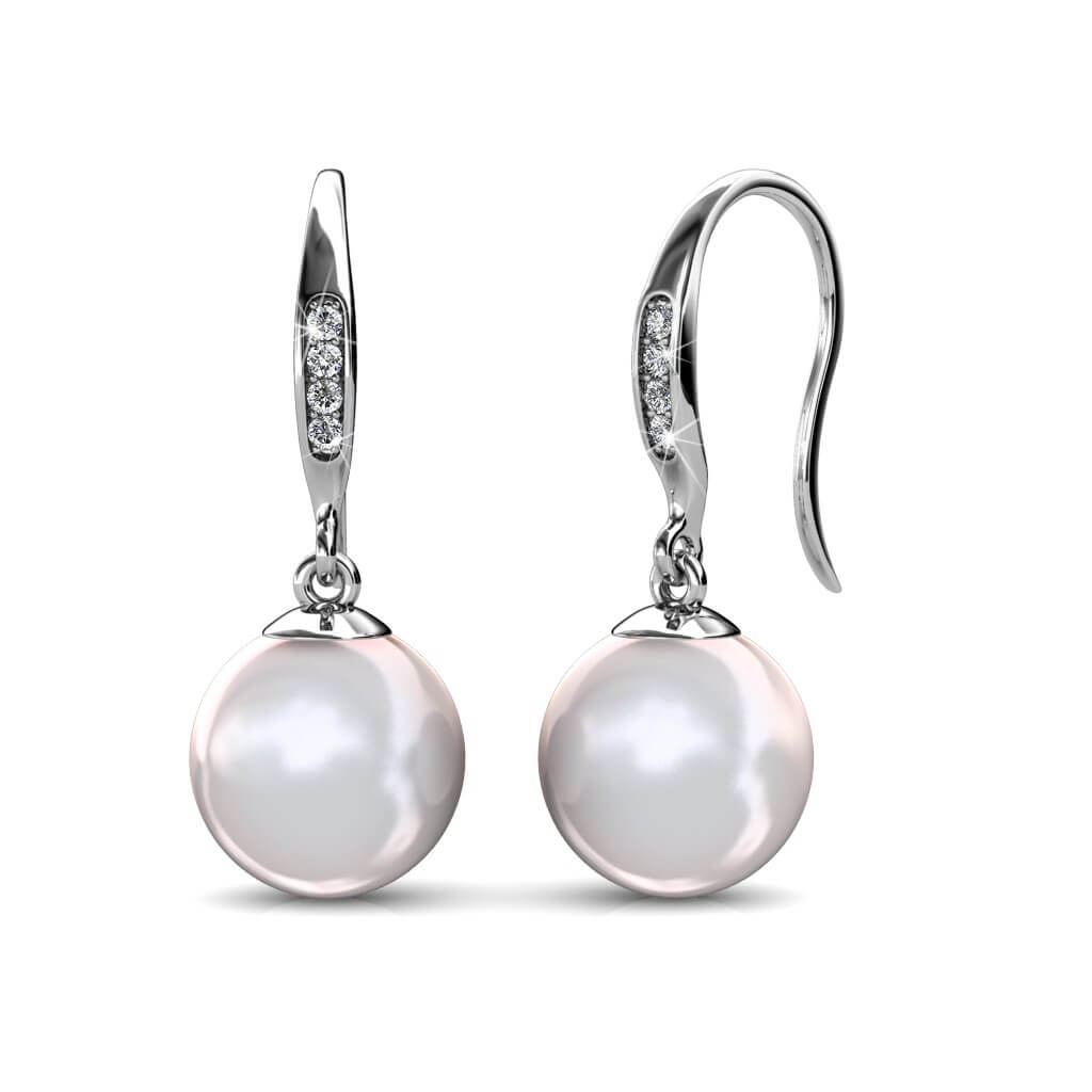 Boucles d'oreilles Pearl Hook - Argenté et Blanc