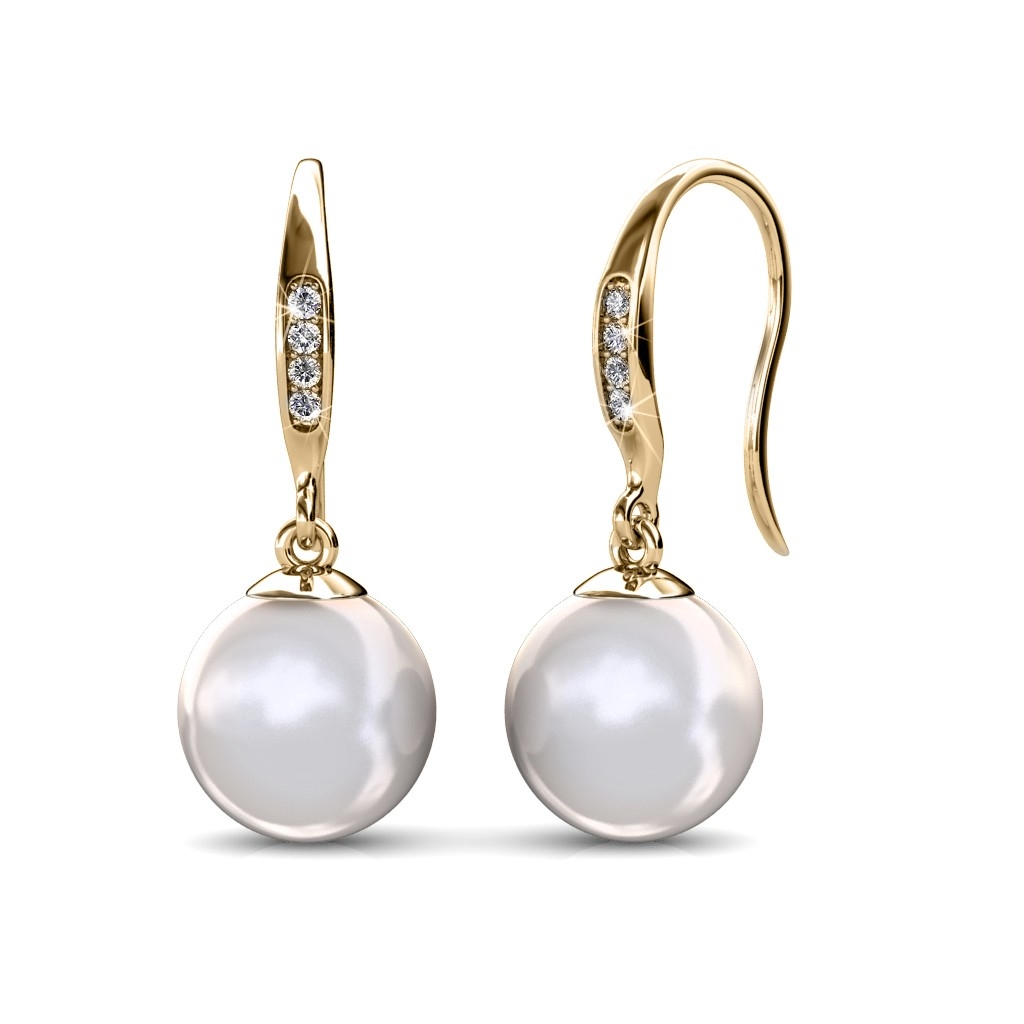 Boucles d'oreilles Pearl Hook - Doré et Blanc