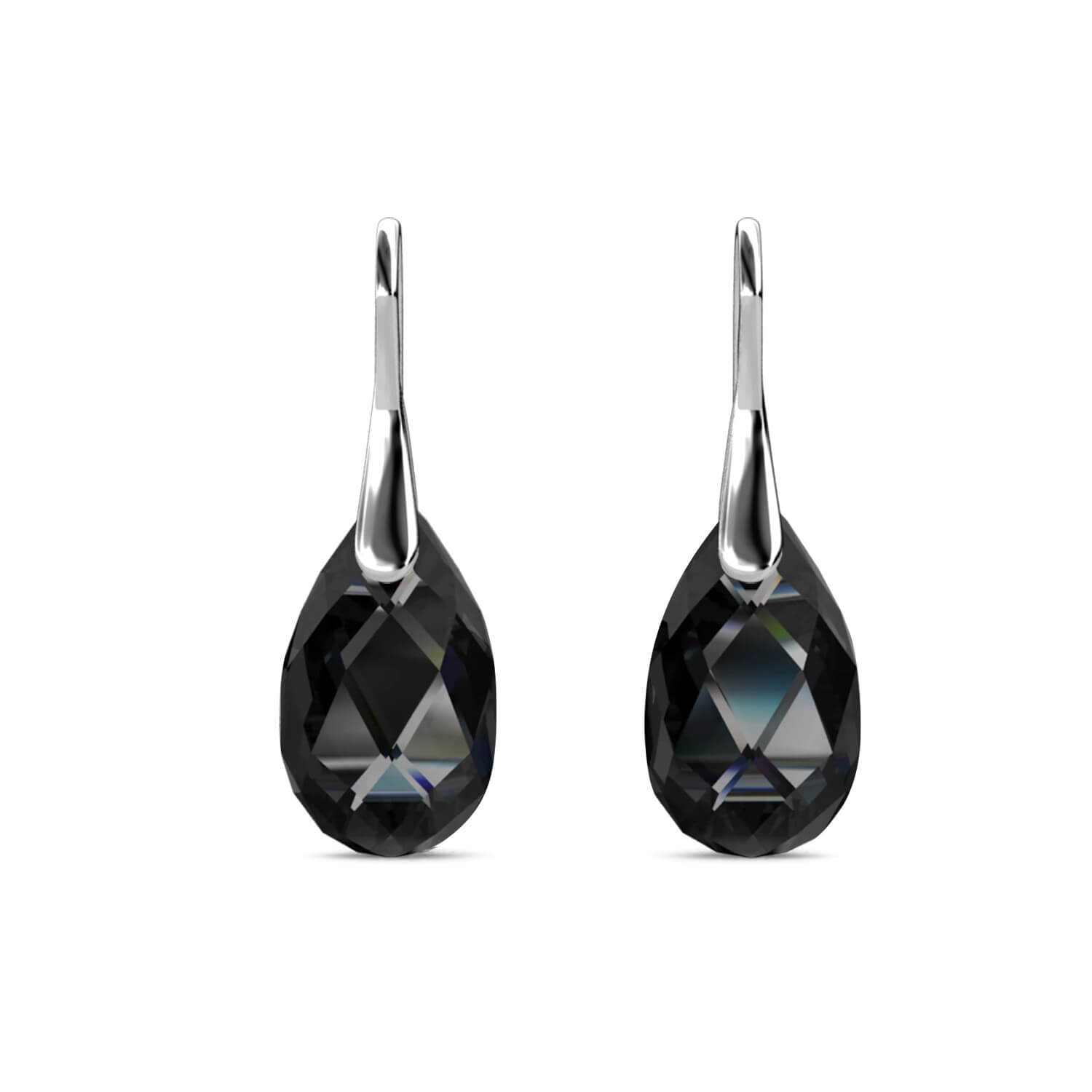 Boucles d'oreilles Teardrop Hook - Argenté et noir