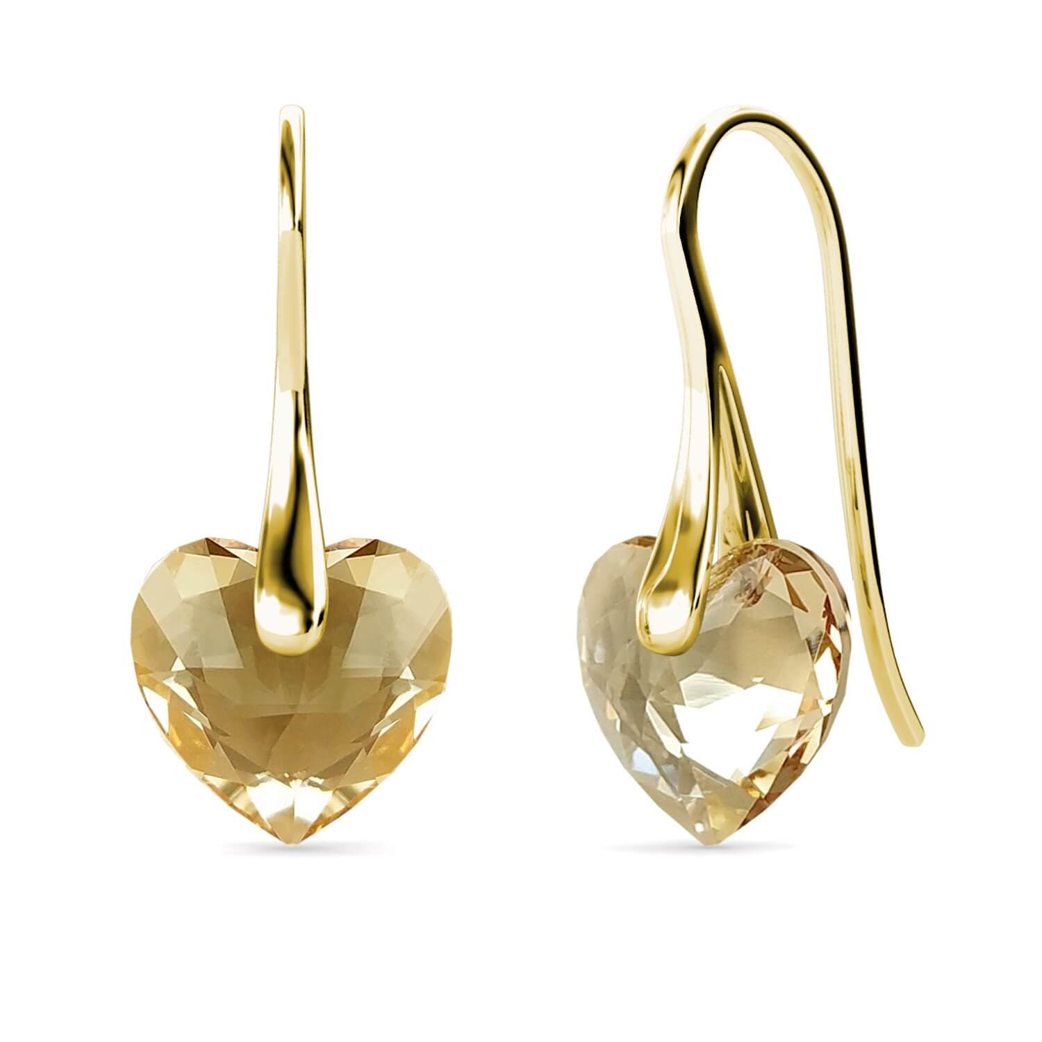 Boucles d'oreilles Crystaline Heart - Doré et Ambre
