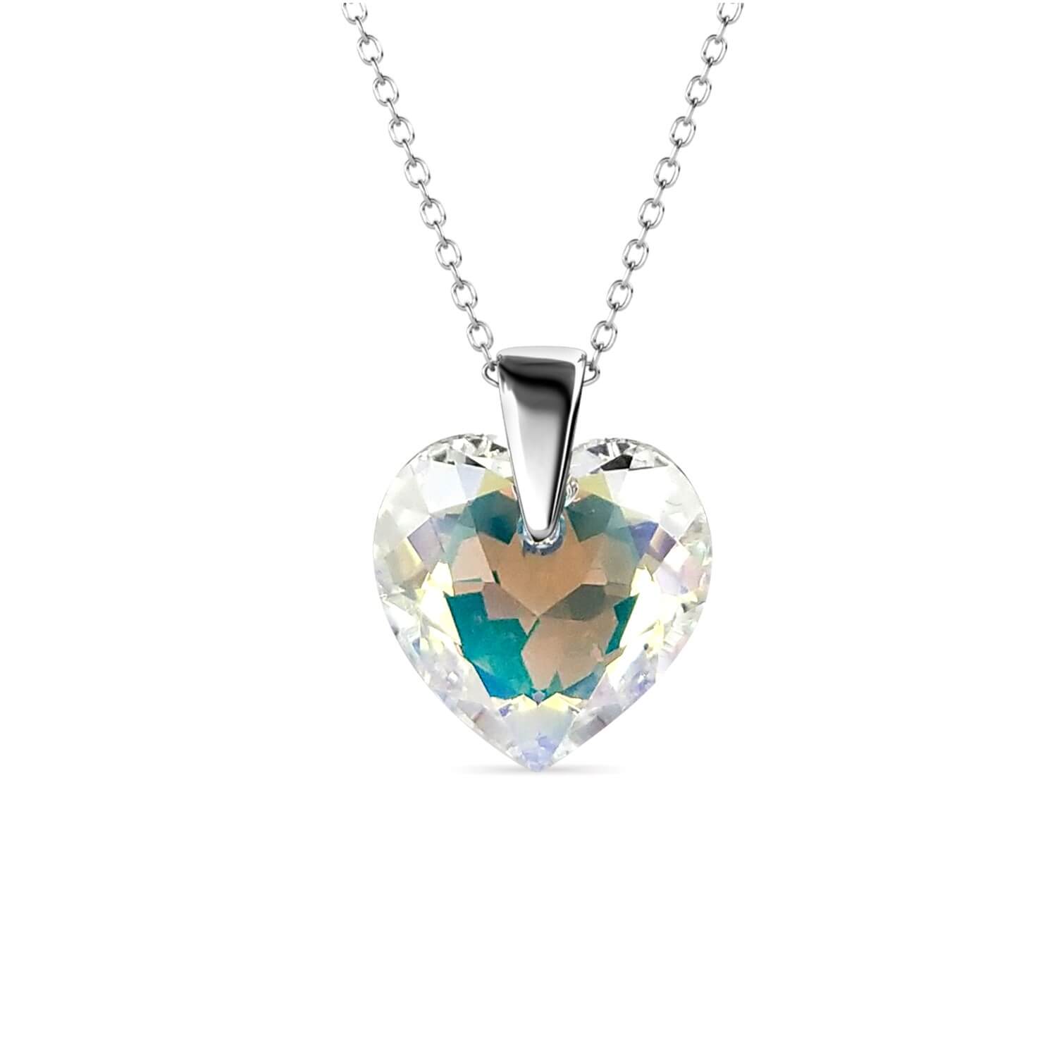 Crystaline Heart Pendants - Silver and AB Clear
