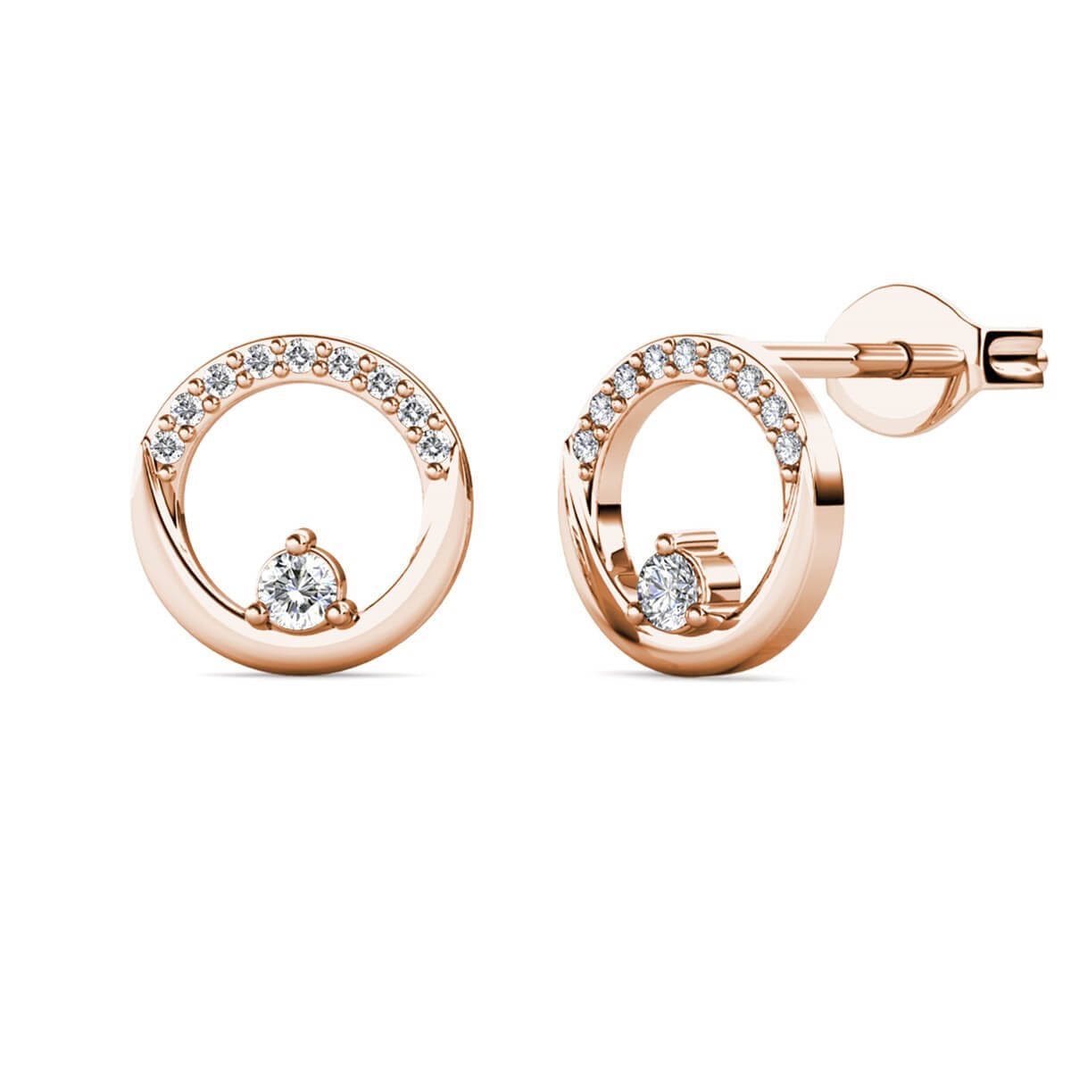 Boucles d'oreilles Clarine - Or Rosé et Cristal