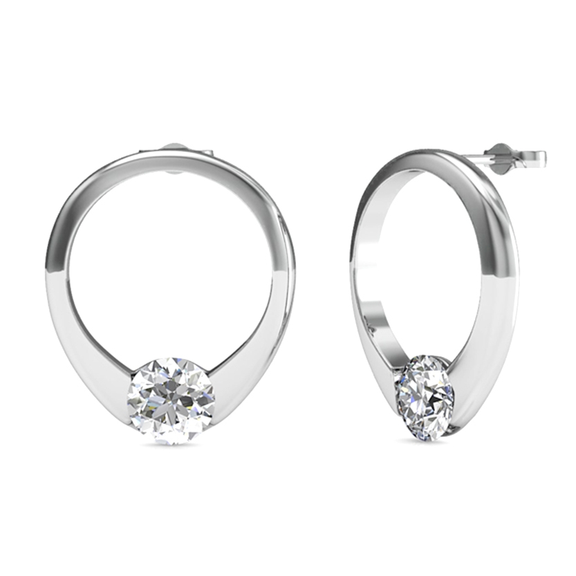 Boucles d'oreilles Mini Ring - Argenté et Cristal