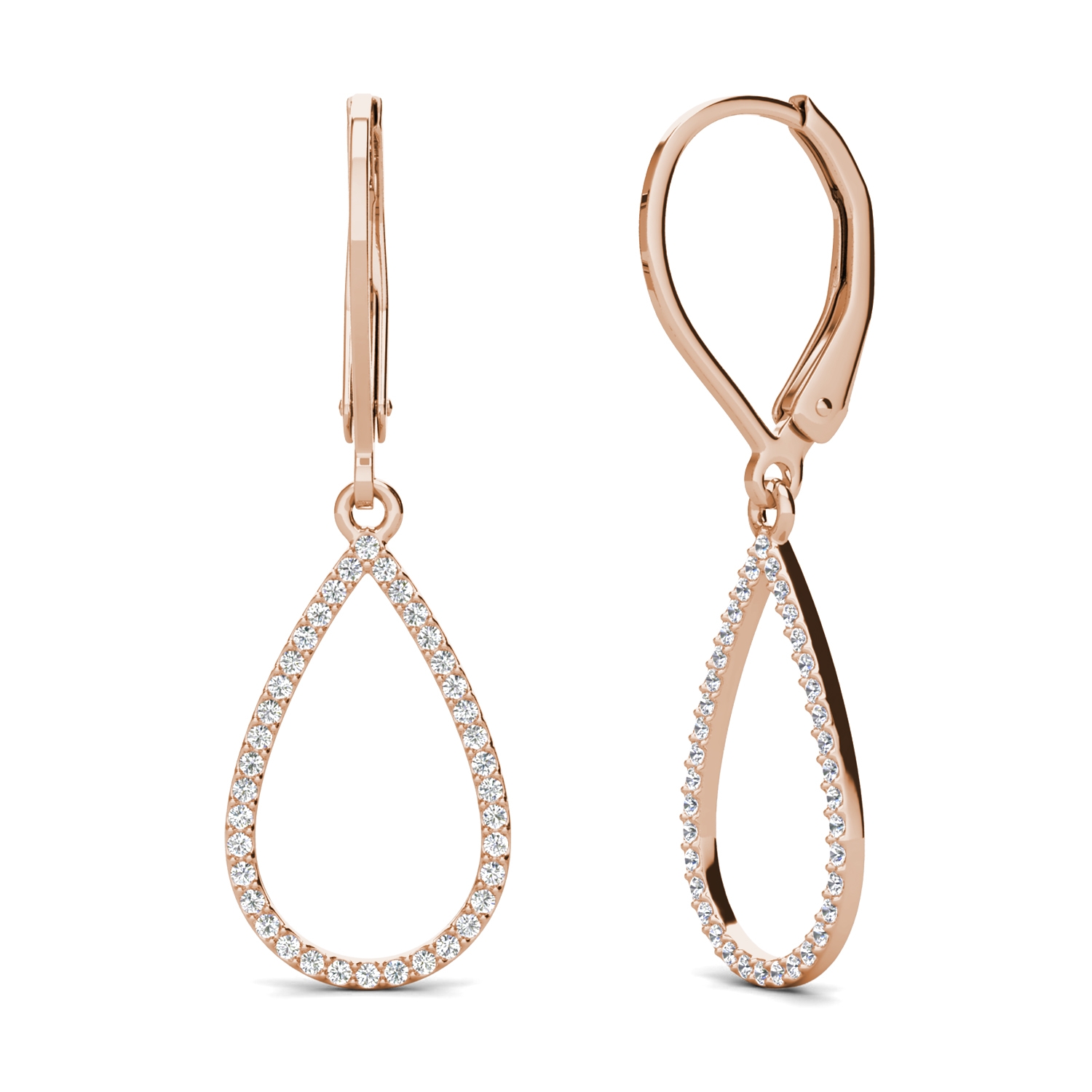 Boucles d'oreilles Laelia Dangling Hoop - Or Rosé et cristal
