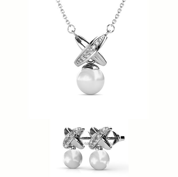 Parures Chris Pearl - Argenté et Cristal