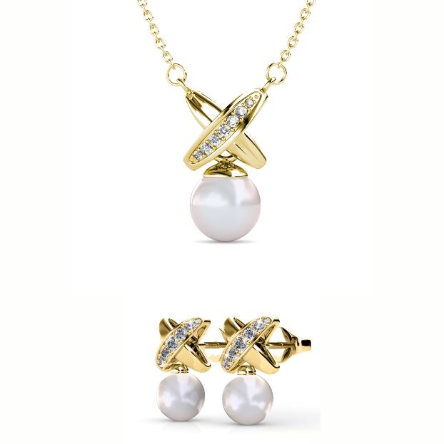 Parures Chris Pearl - Doré et Cristal