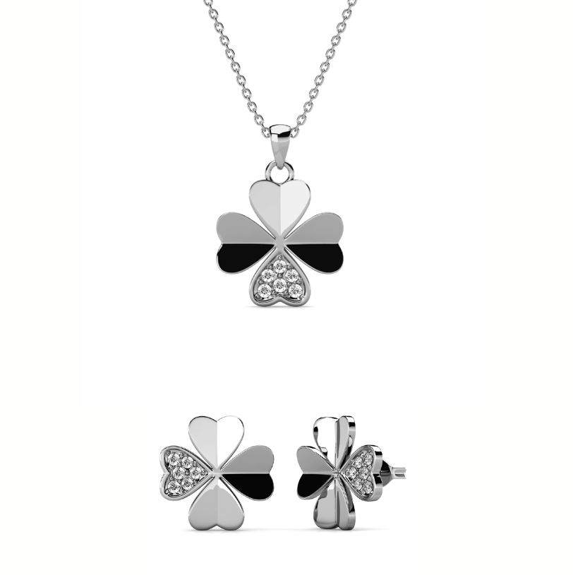 Parures Clover Petal - Argenté et Cristal