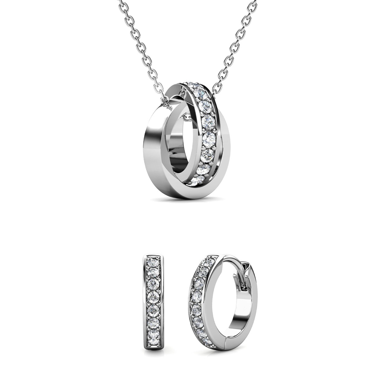 Parures Circle Hoop - Argenté et Cristal