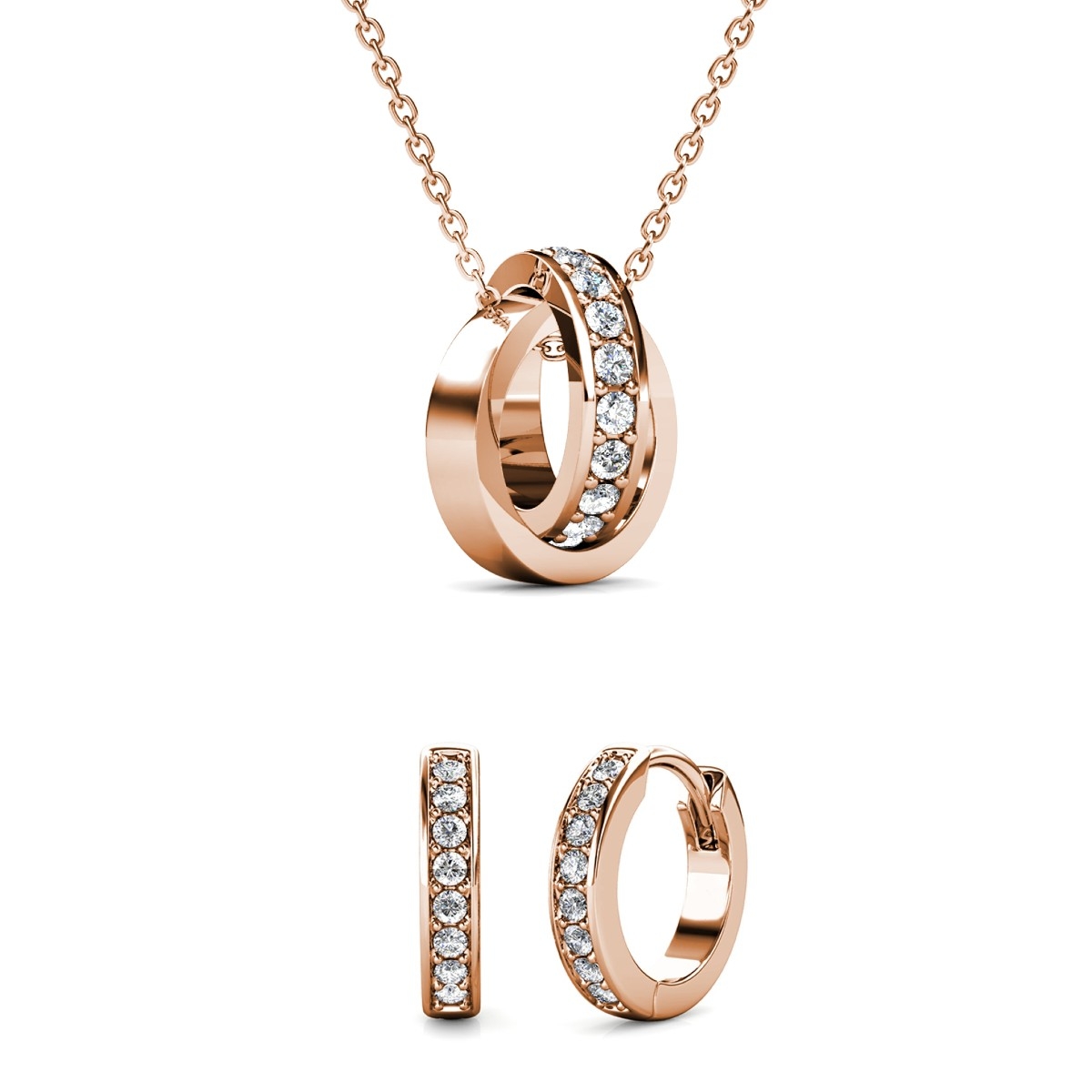 Parures Circle Hoop - Or Rosé et Cristal