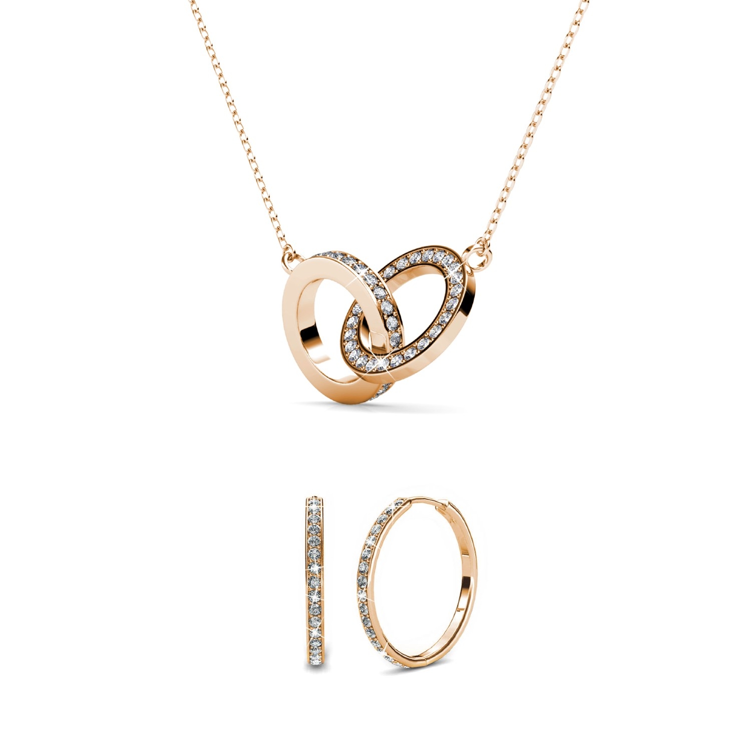 Parures Chic Circle Twin - Or Rosé et Cristal