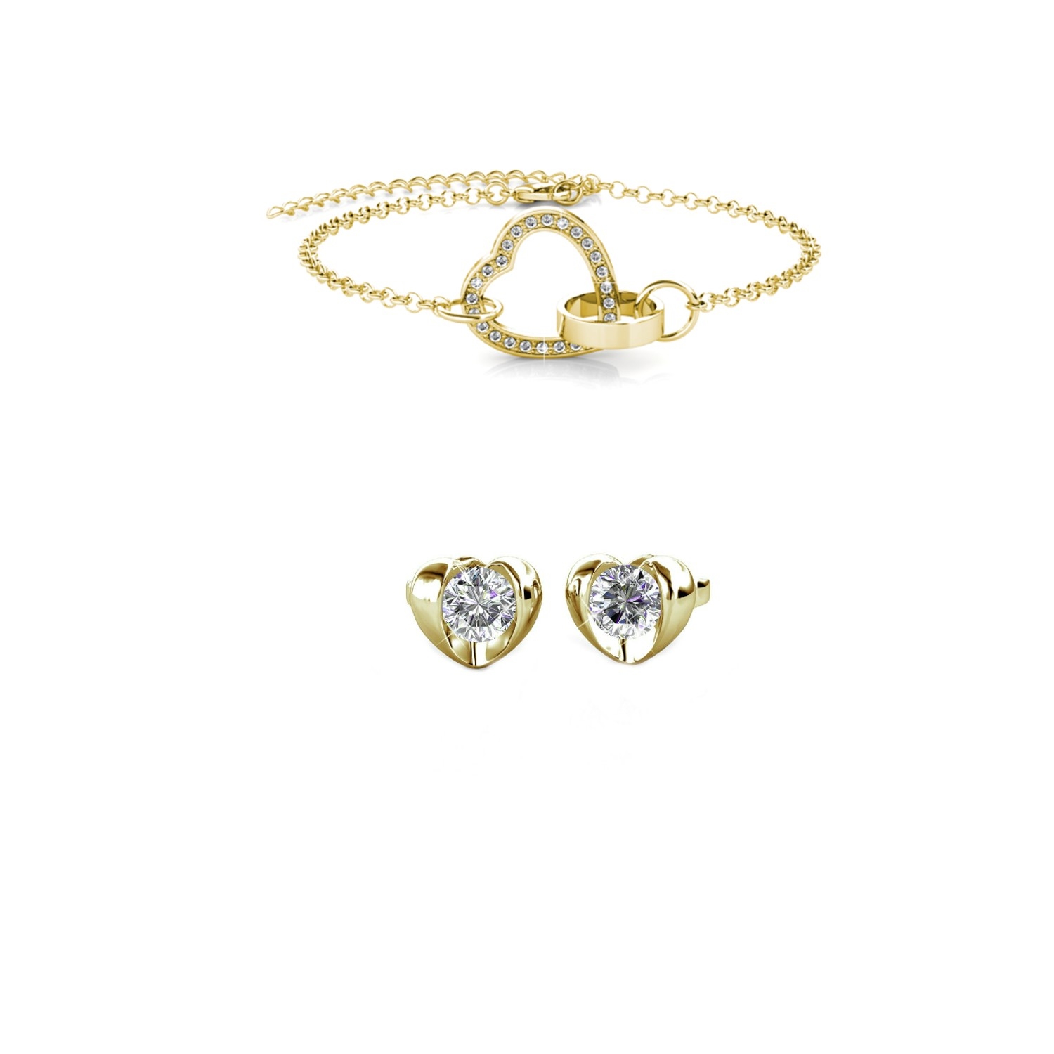 Parure et Coffret Simply Love Locked Heart - Doré et Cristal