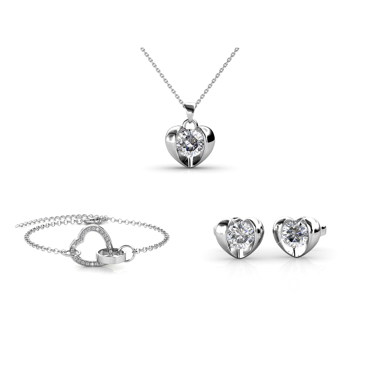 Parure Simply Love Locked Heart for tree - Argenté et Cristal