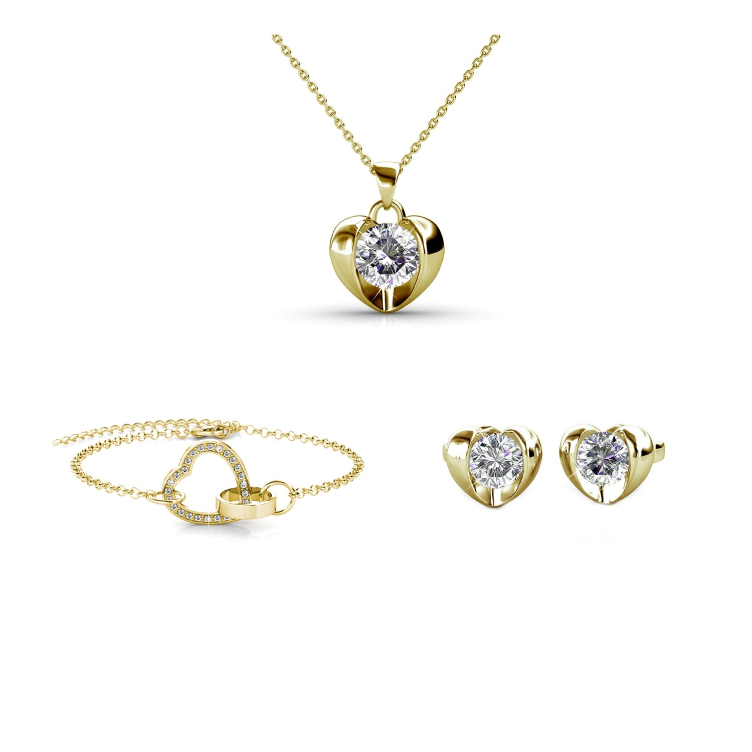 Parure Simply Love Locked Heart for tree - Doré et Cristal