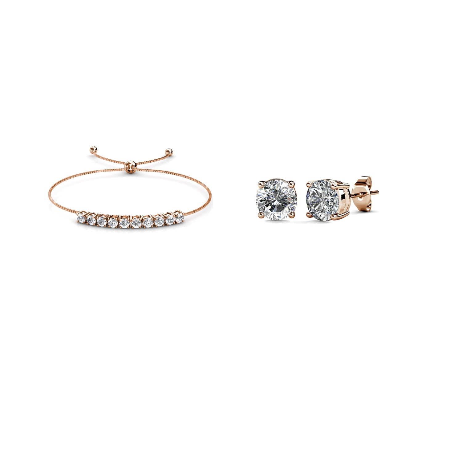 Parure Mary Crystal Mia - Or Rosé et Cristal