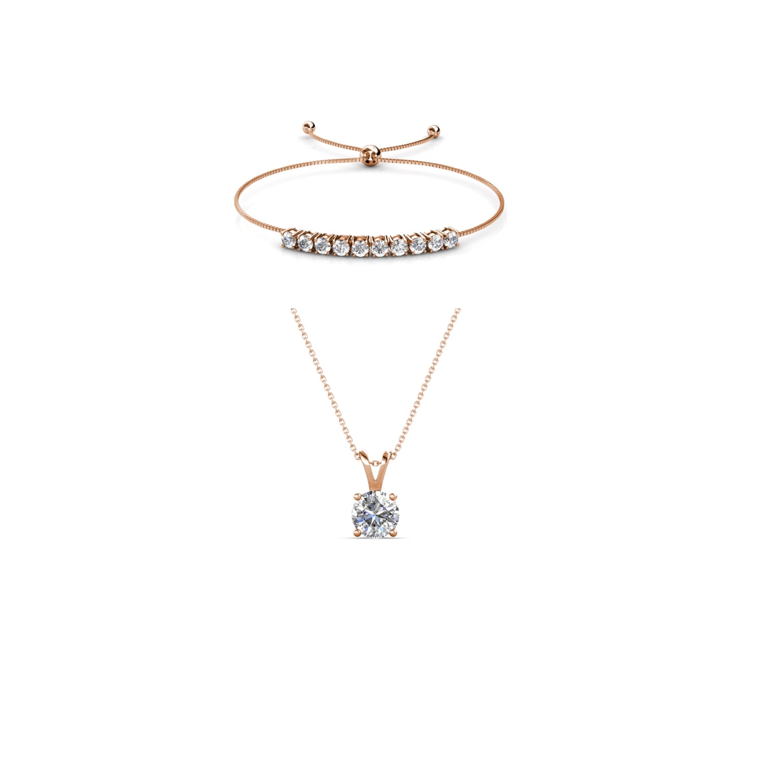 Parure Vernice Stone Crystal Mia - Or Rosé et Cristal