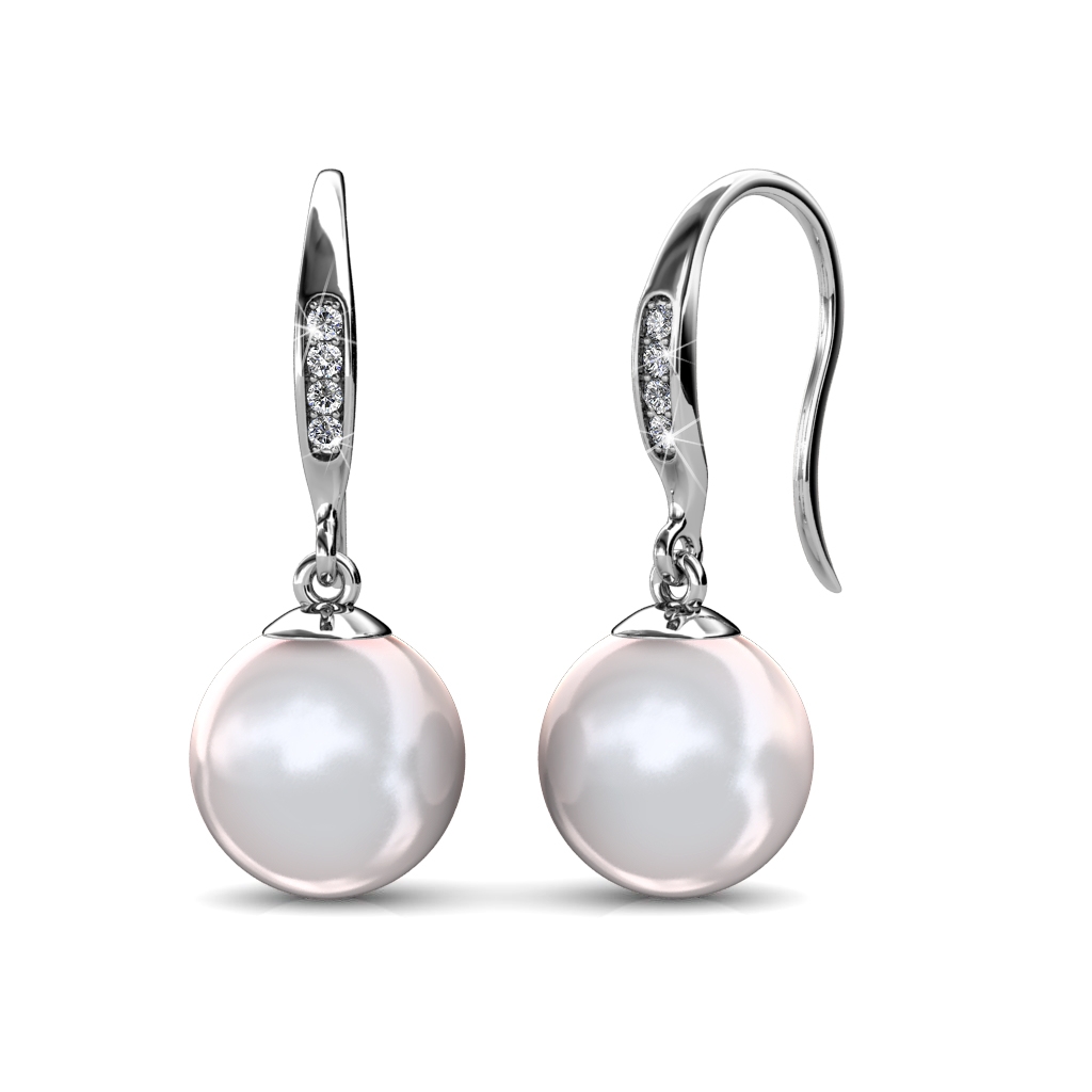 Boucles d'oreilles Pearl Hook - Argenté et Blanc