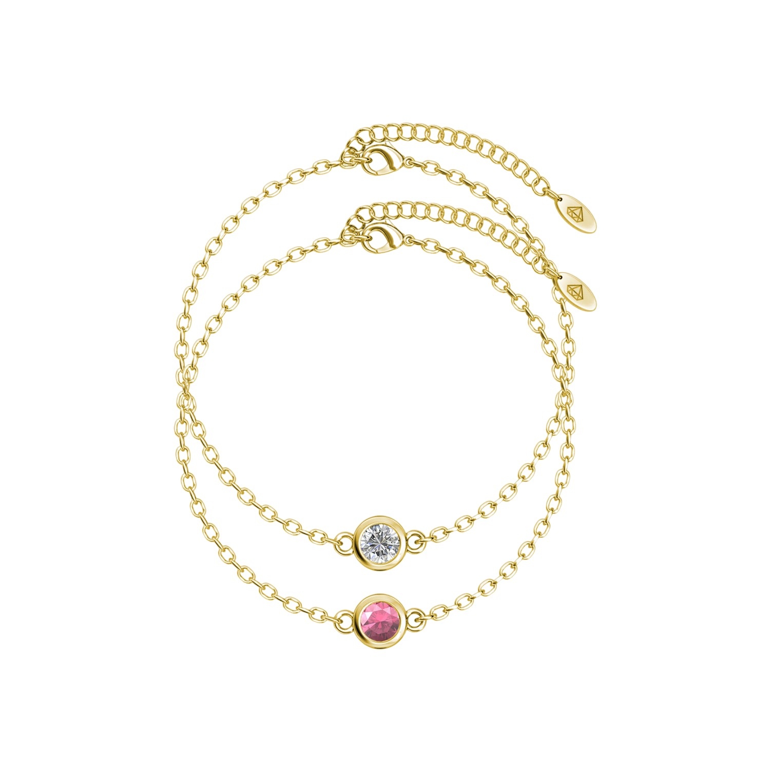 Bracelets Birth Stone - Doré, cristal et rose
