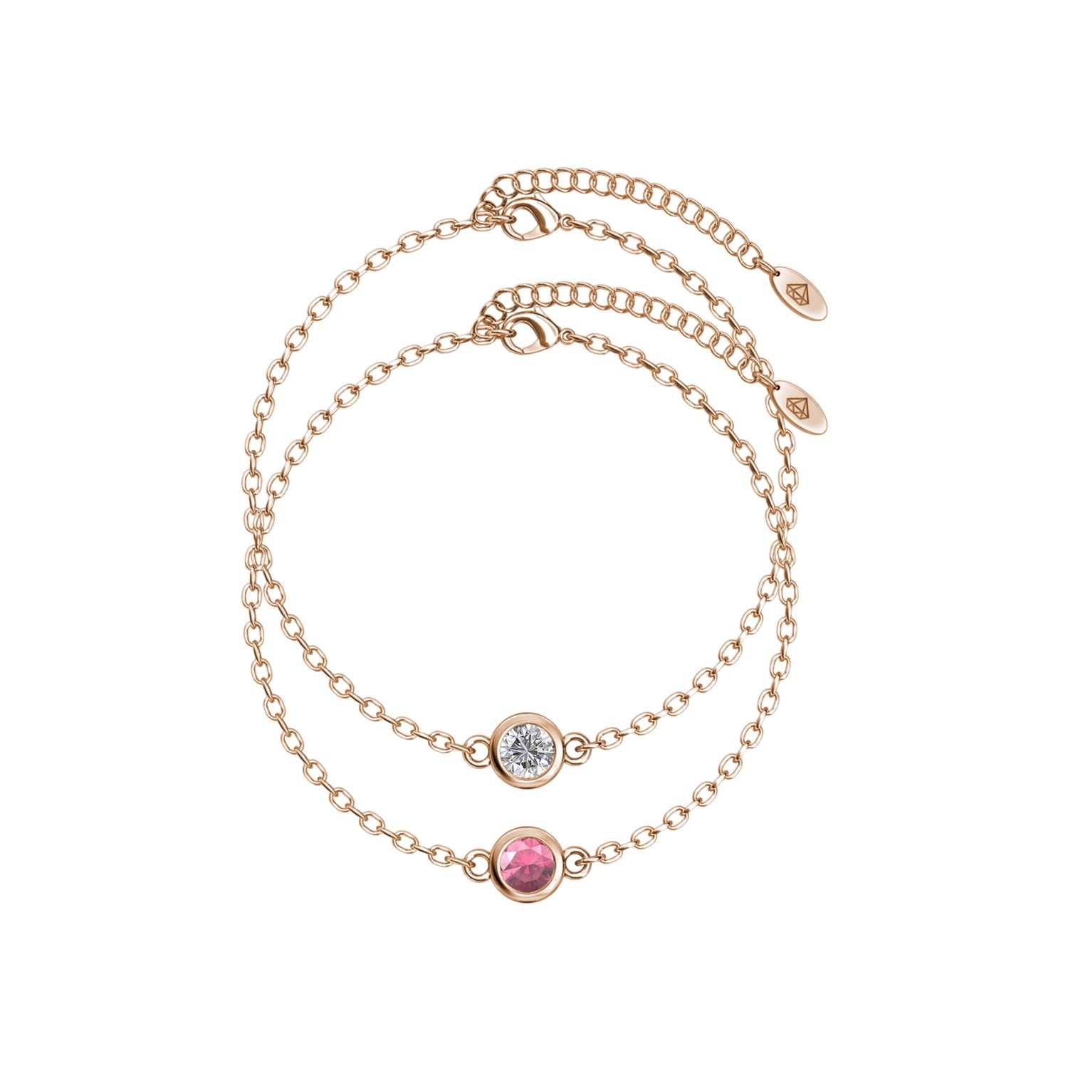 Bracelets Birth Stone - Or Rosé, cristal et rose