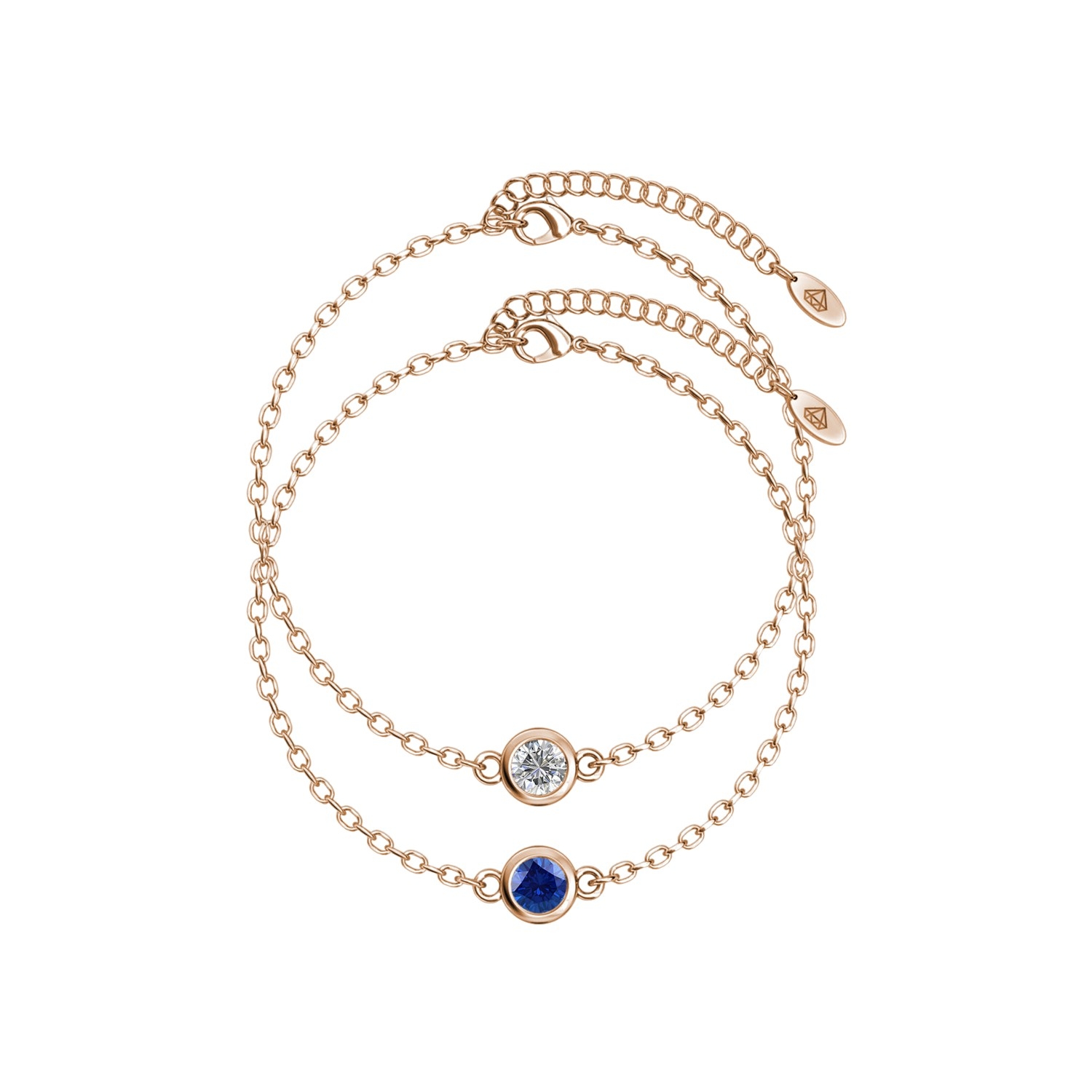 Bracelets Birth Stone - Or Rosé, cristal et bleu