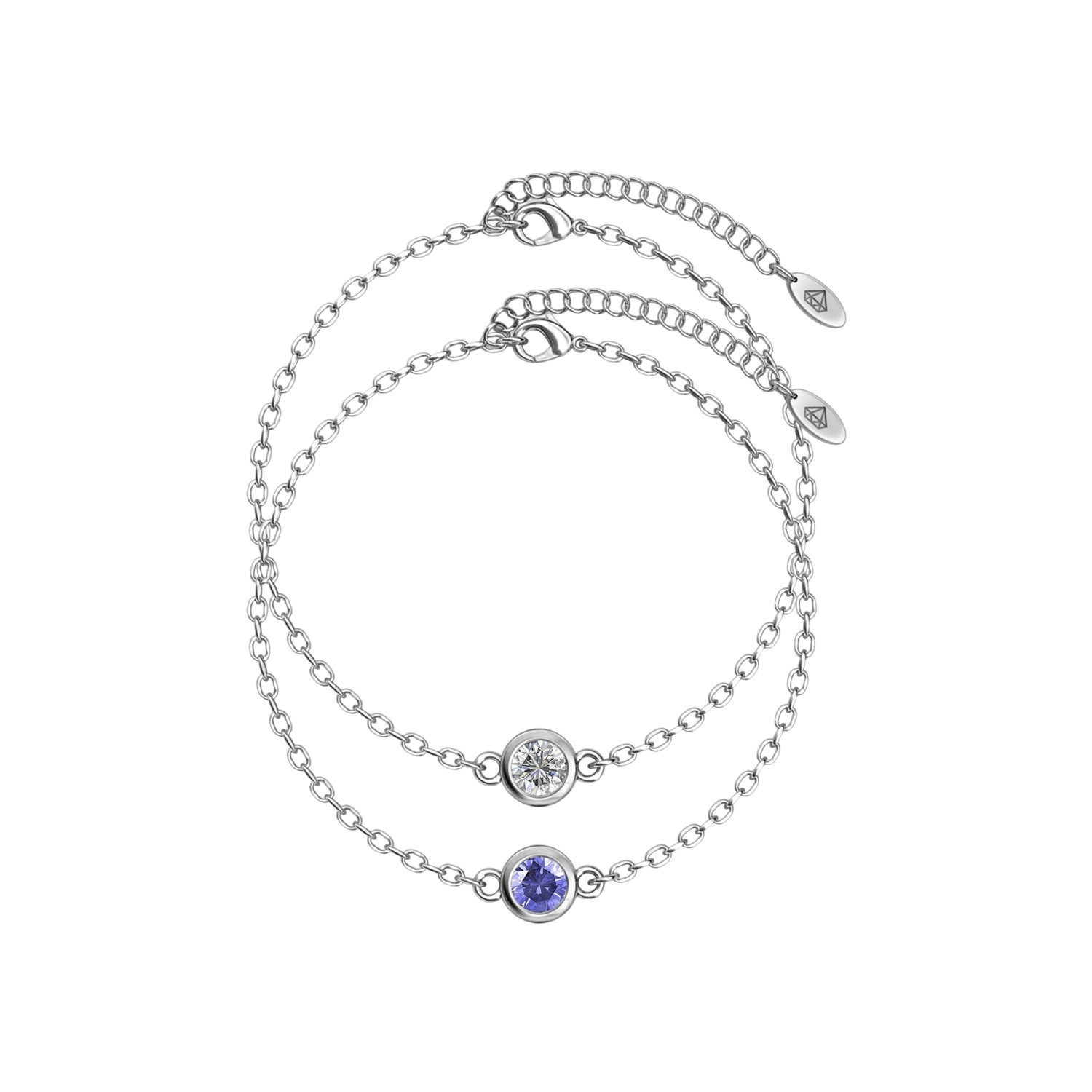 Bracelets Birth Stone - Argenté, cristal et violet