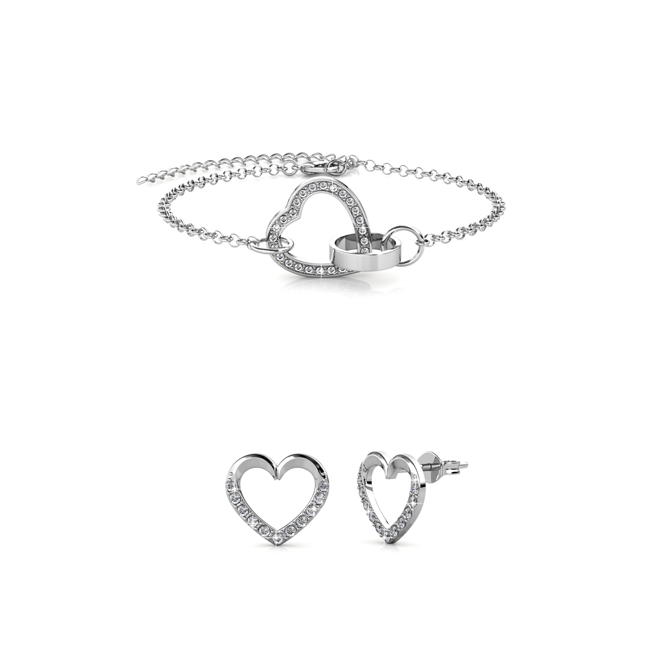 Parure Locked Heart Lovett - Argenté et Cristal