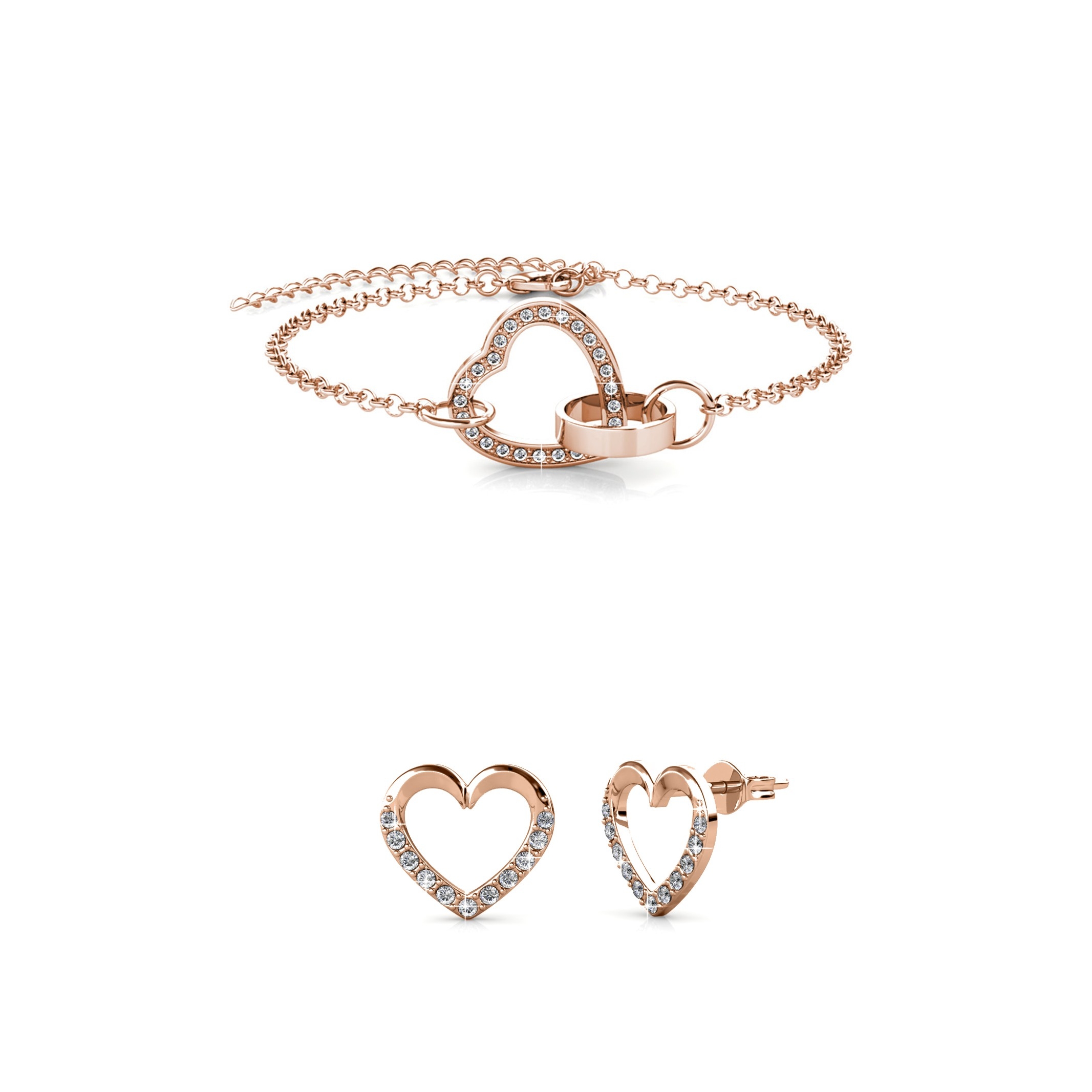 Parure Locked Heart Lovett - Or Rosé et Cristal