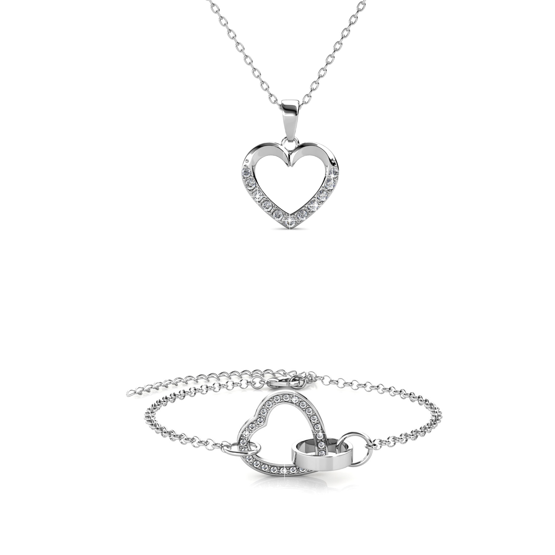 Parure Locked Heart Necklace - Argenté et Cristal