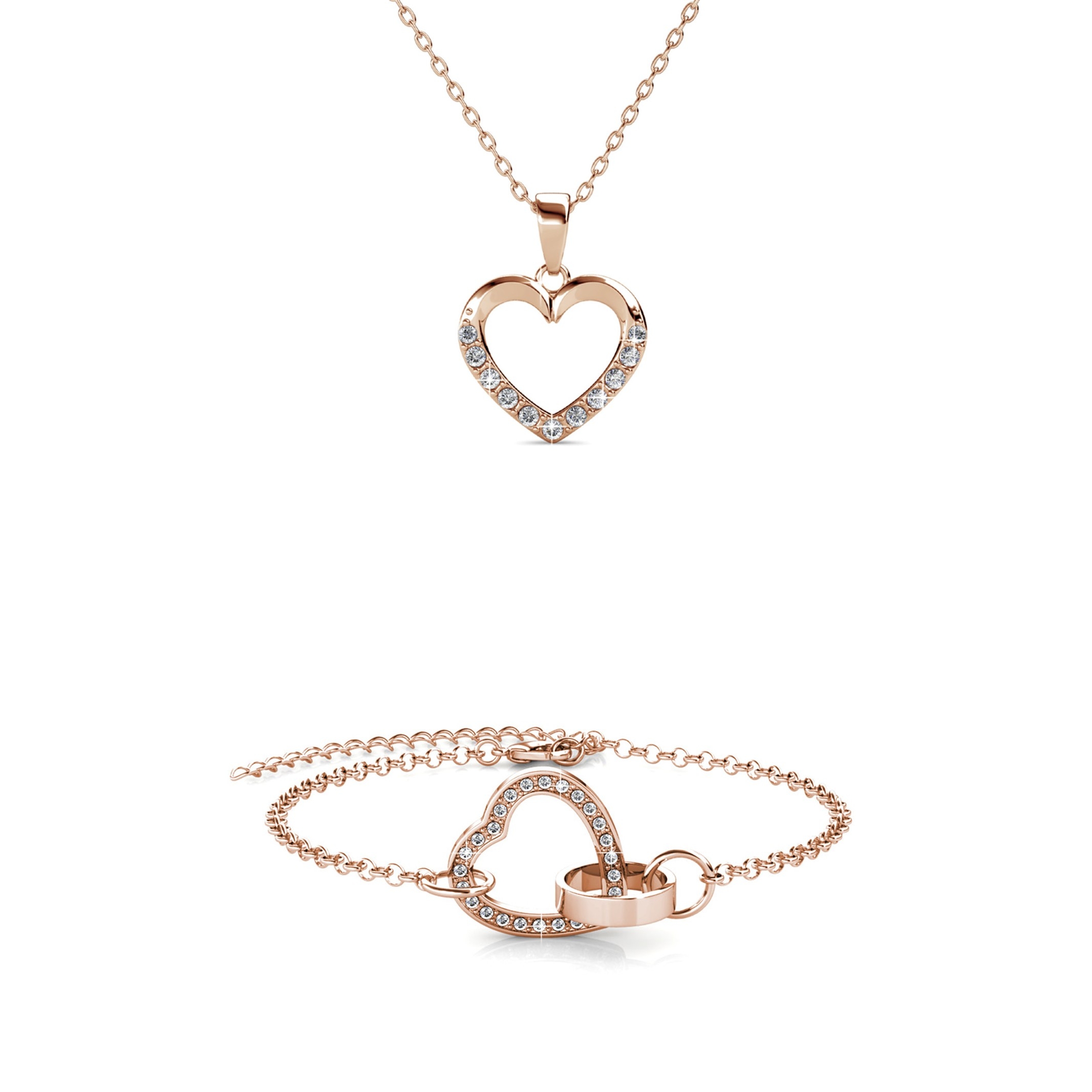 Parure Locked Heart Necklace - Or Rosé et Cristal